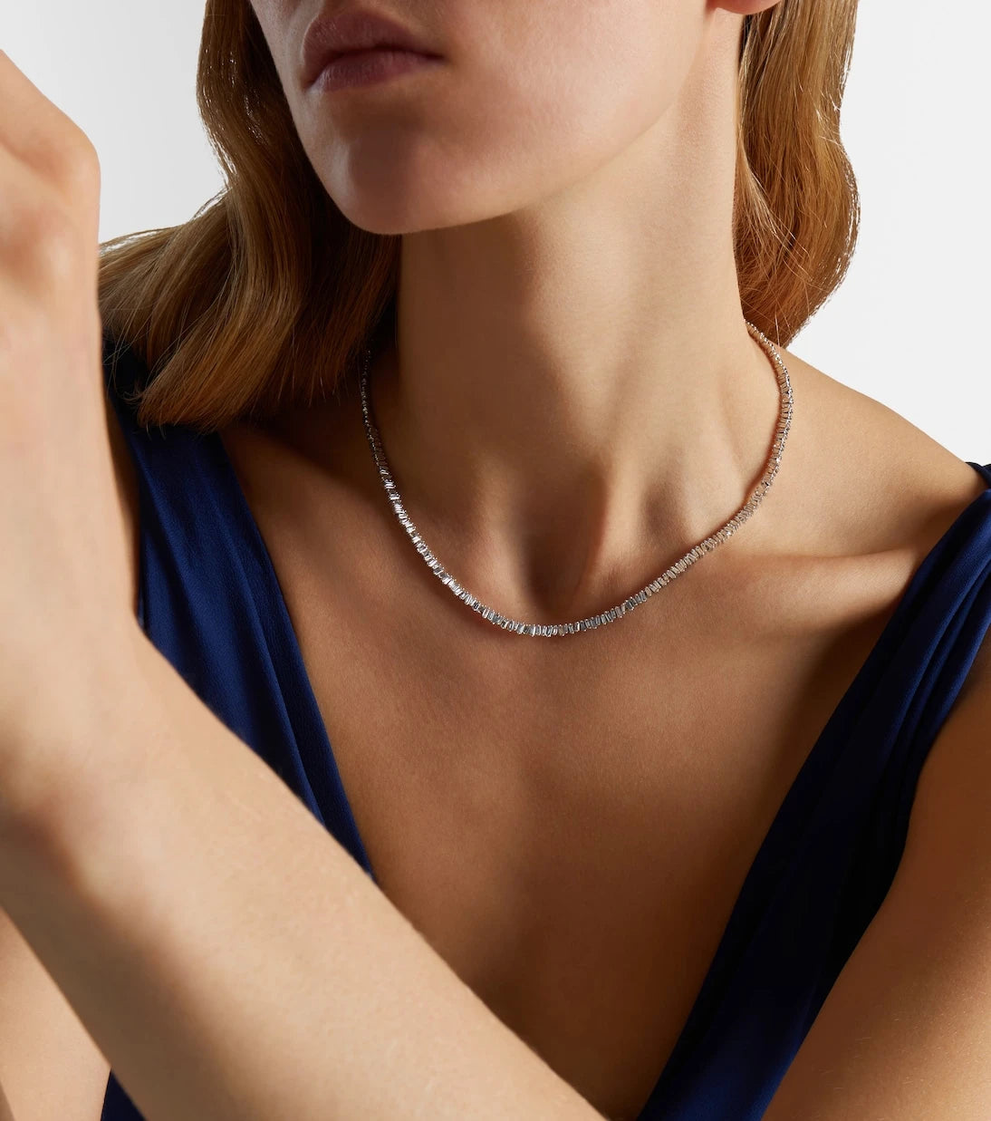 Suzanne Kalan - Mini 18kt white gold necklace with diamonds