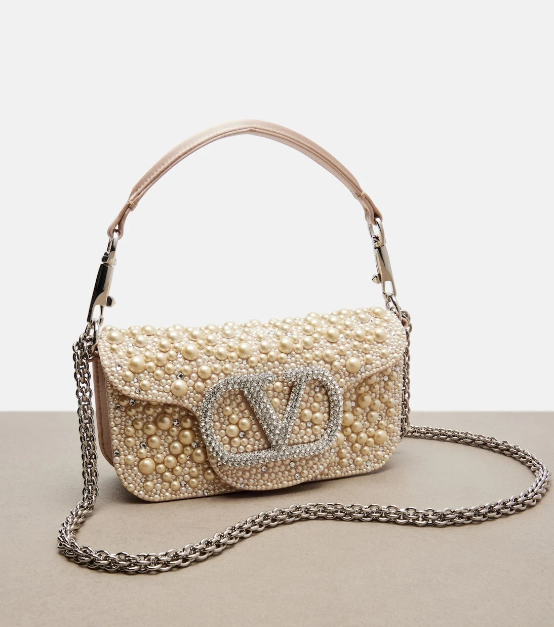 Valentino Garavani - Locò Small embellished satin shoulder bag