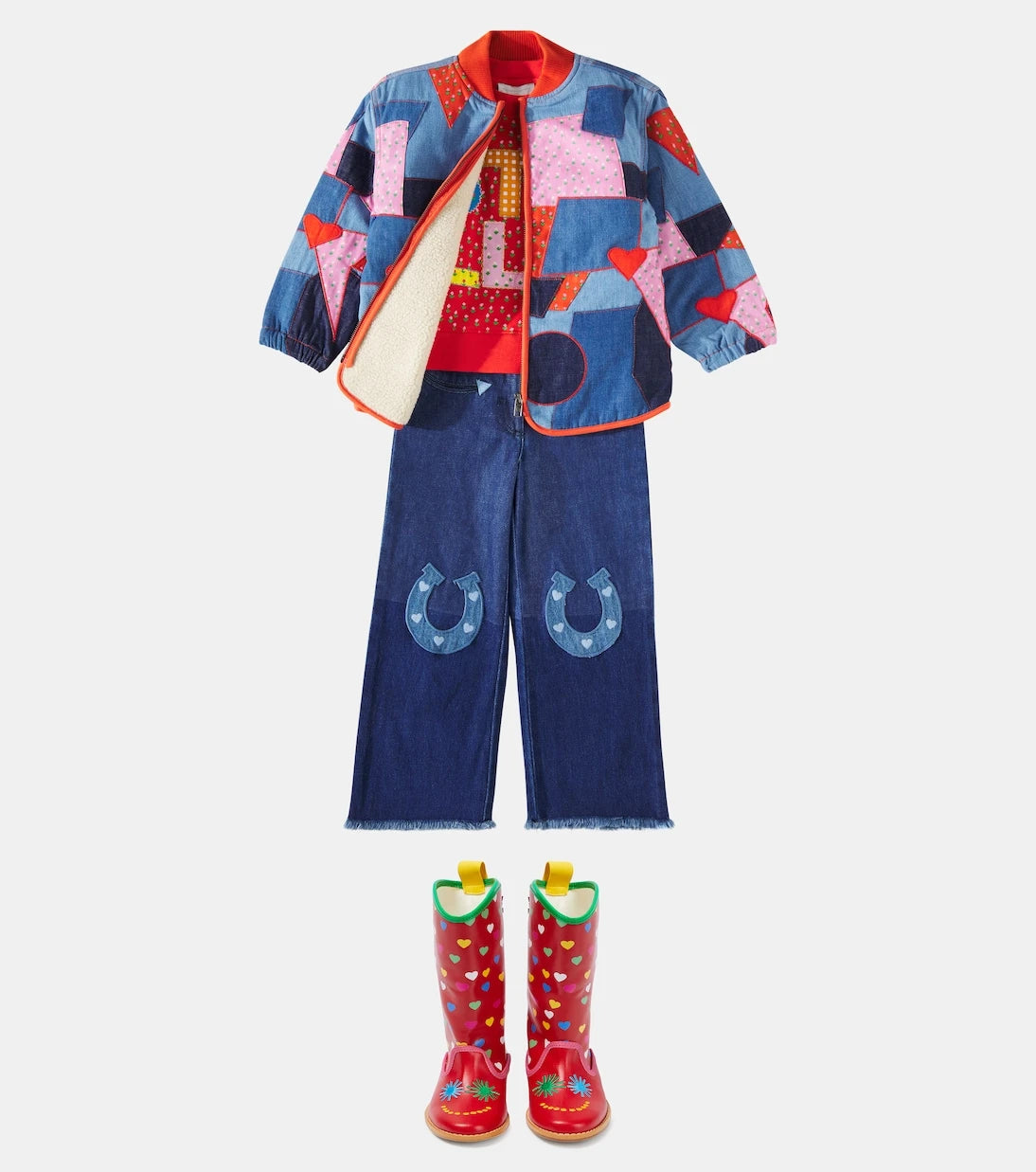 Stella McCartney Kids - Patchwork denim bomber jacket
