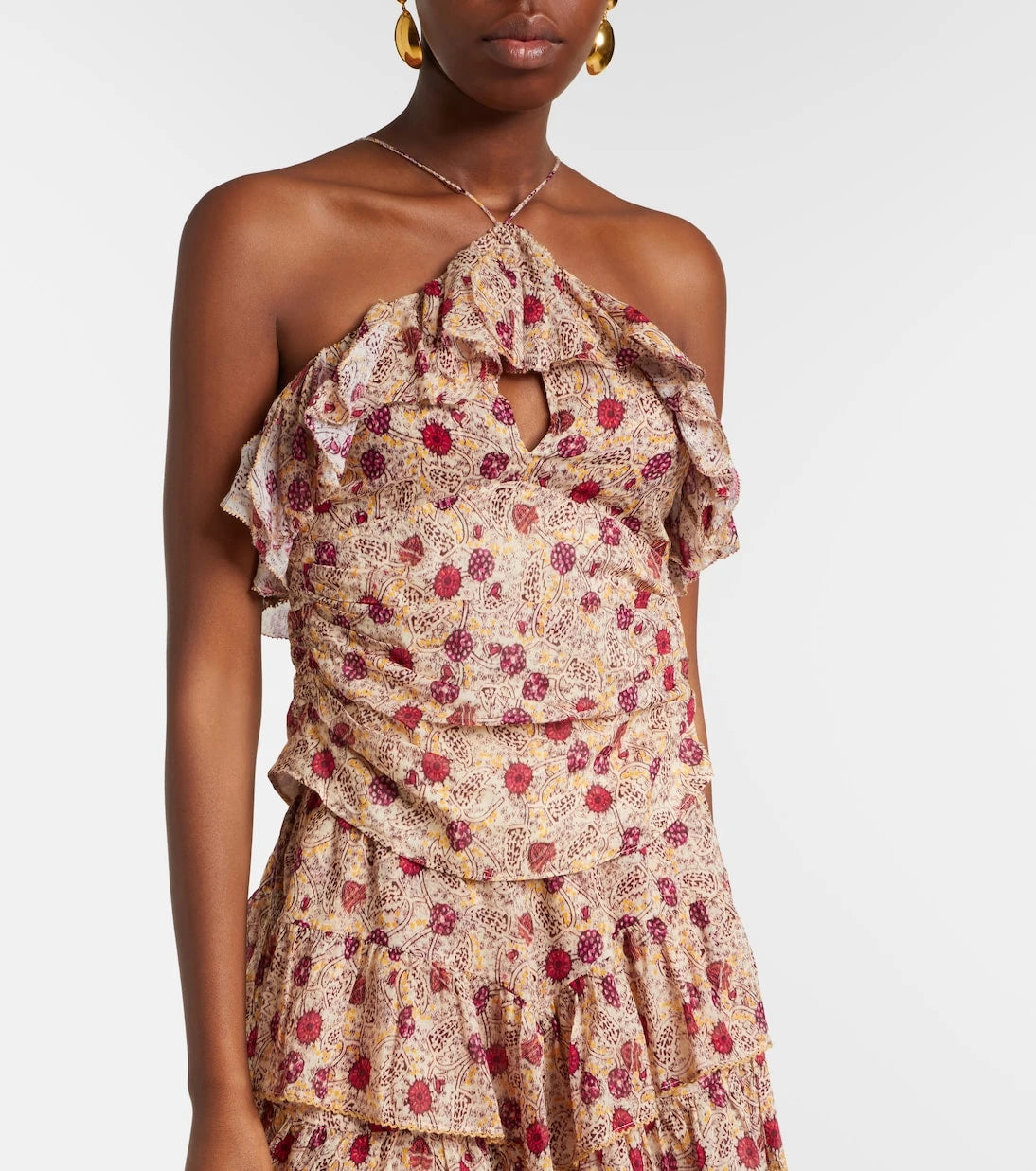 Marant Etoile - Dijimia printed ruffled cotton top