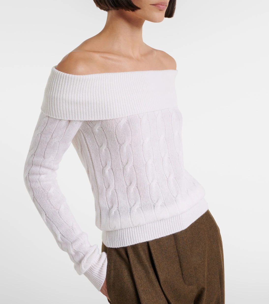 Ralph Lauren Collection - Cable-knit off-shoulder cashmere sweater