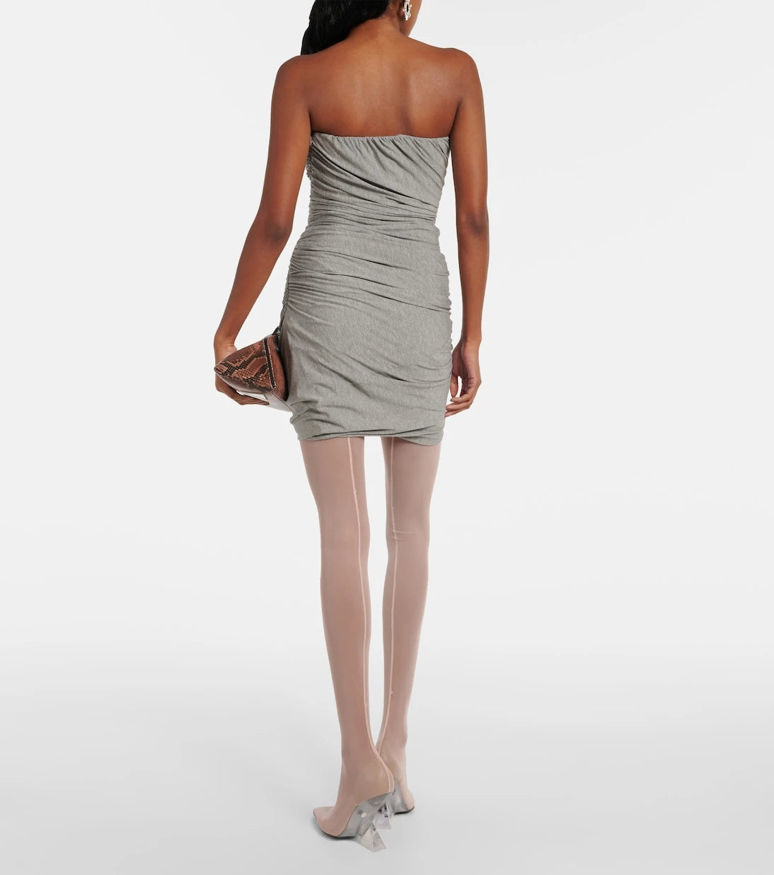The Attico - Draped strapless jersey minidress
