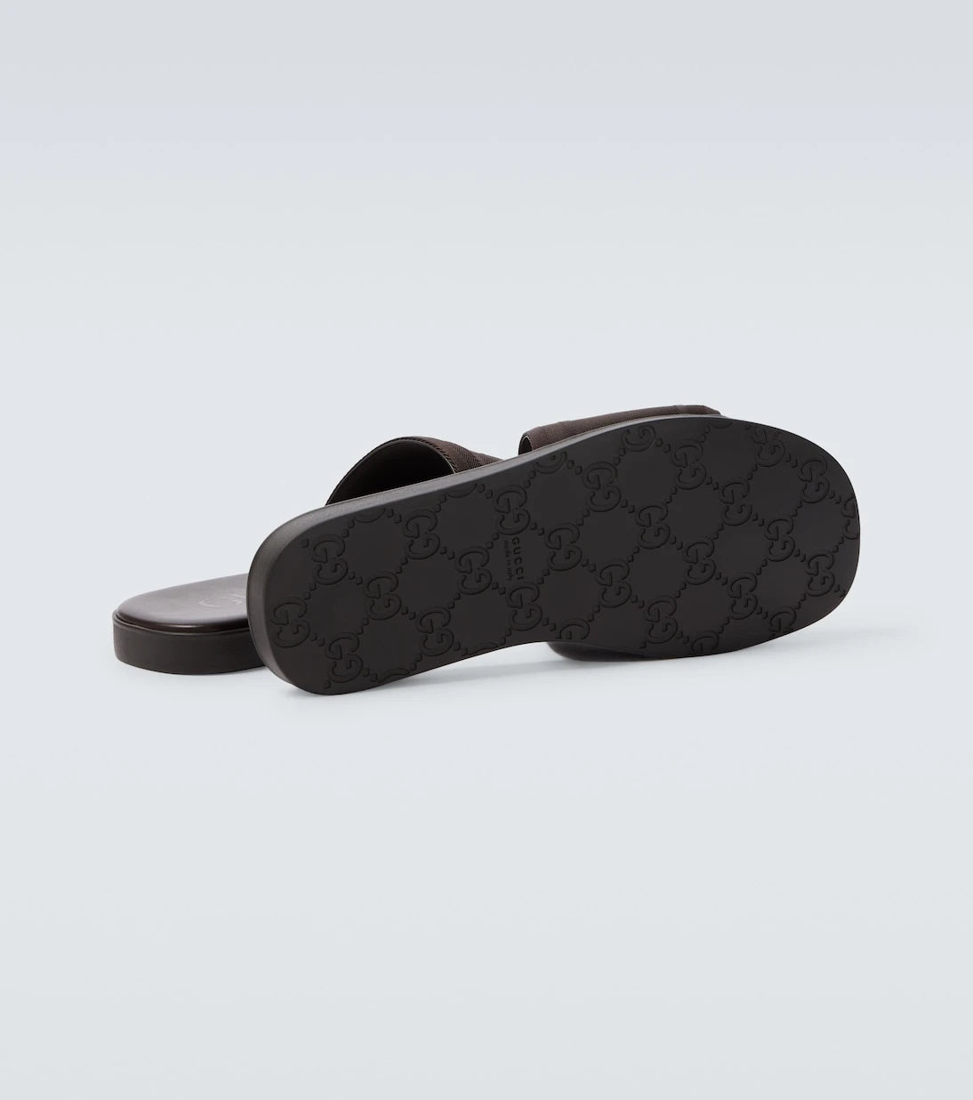 Gucci - Logo canvas and leather slides
