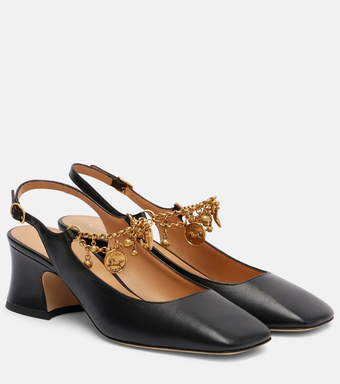 Chloé - Chloé Charms 55 leather slingback pumps