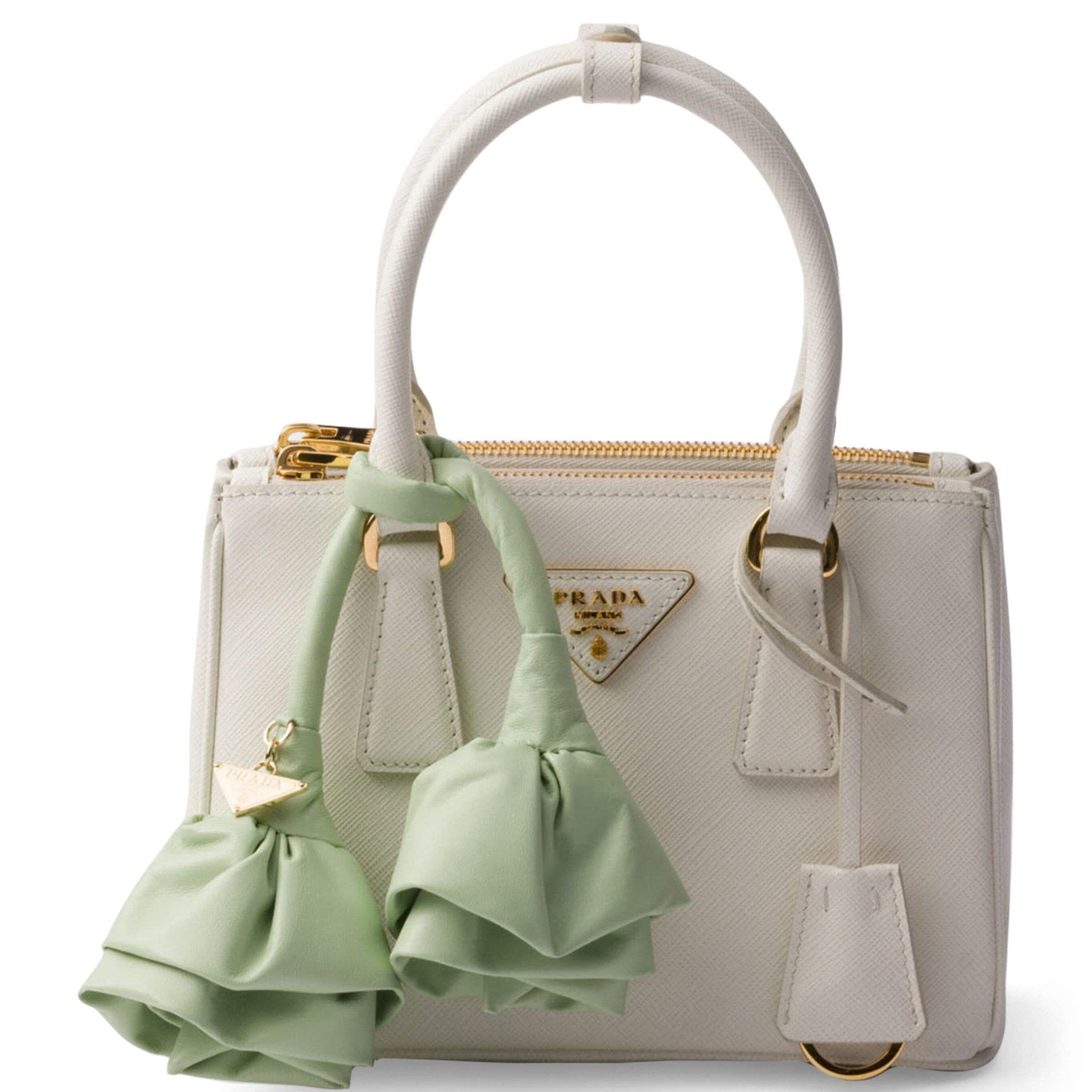Prada White Mini Leather Galleria Top-Handle Bag