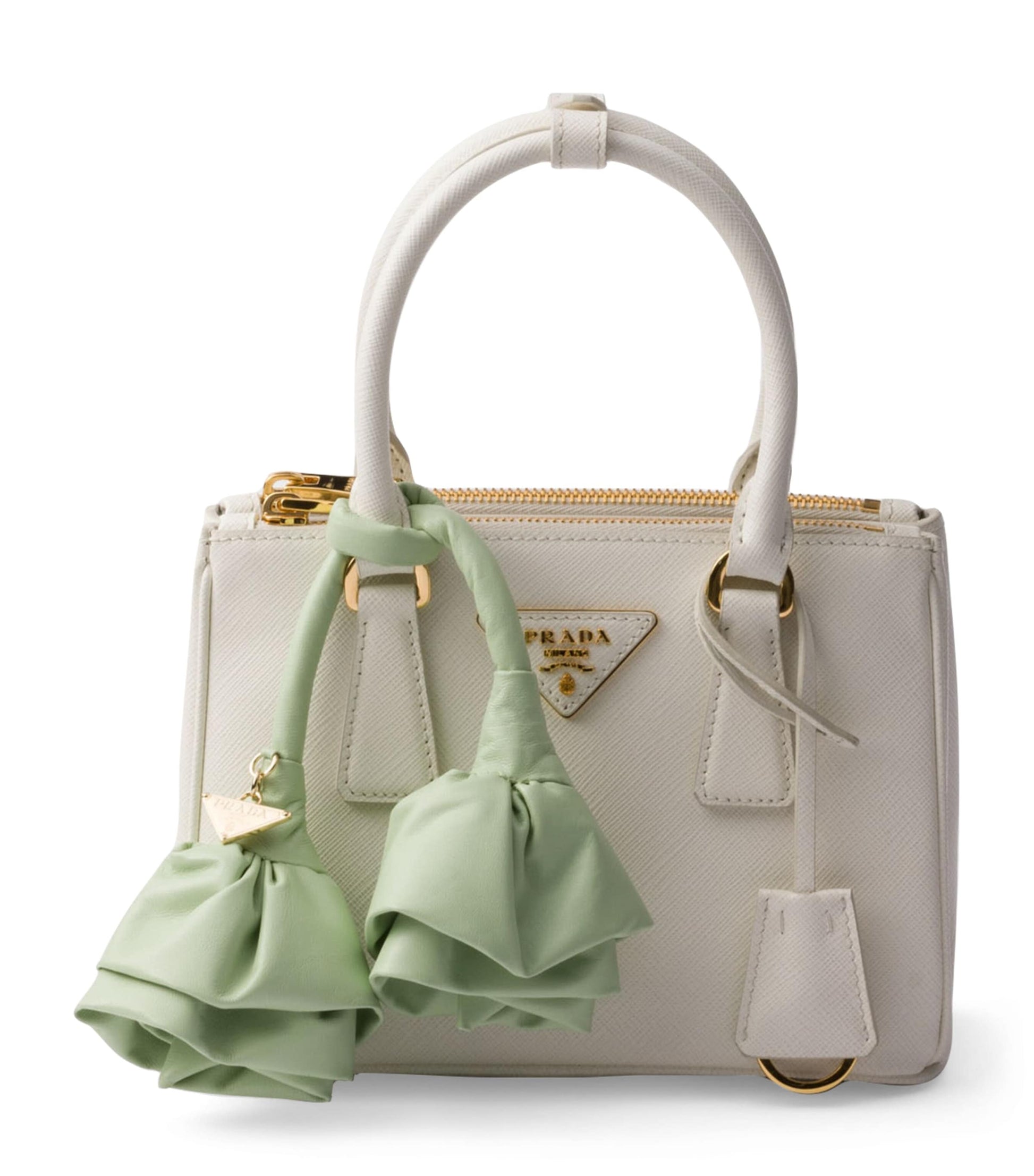 Prada White Mini Leather Galleria Top-Handle Bag