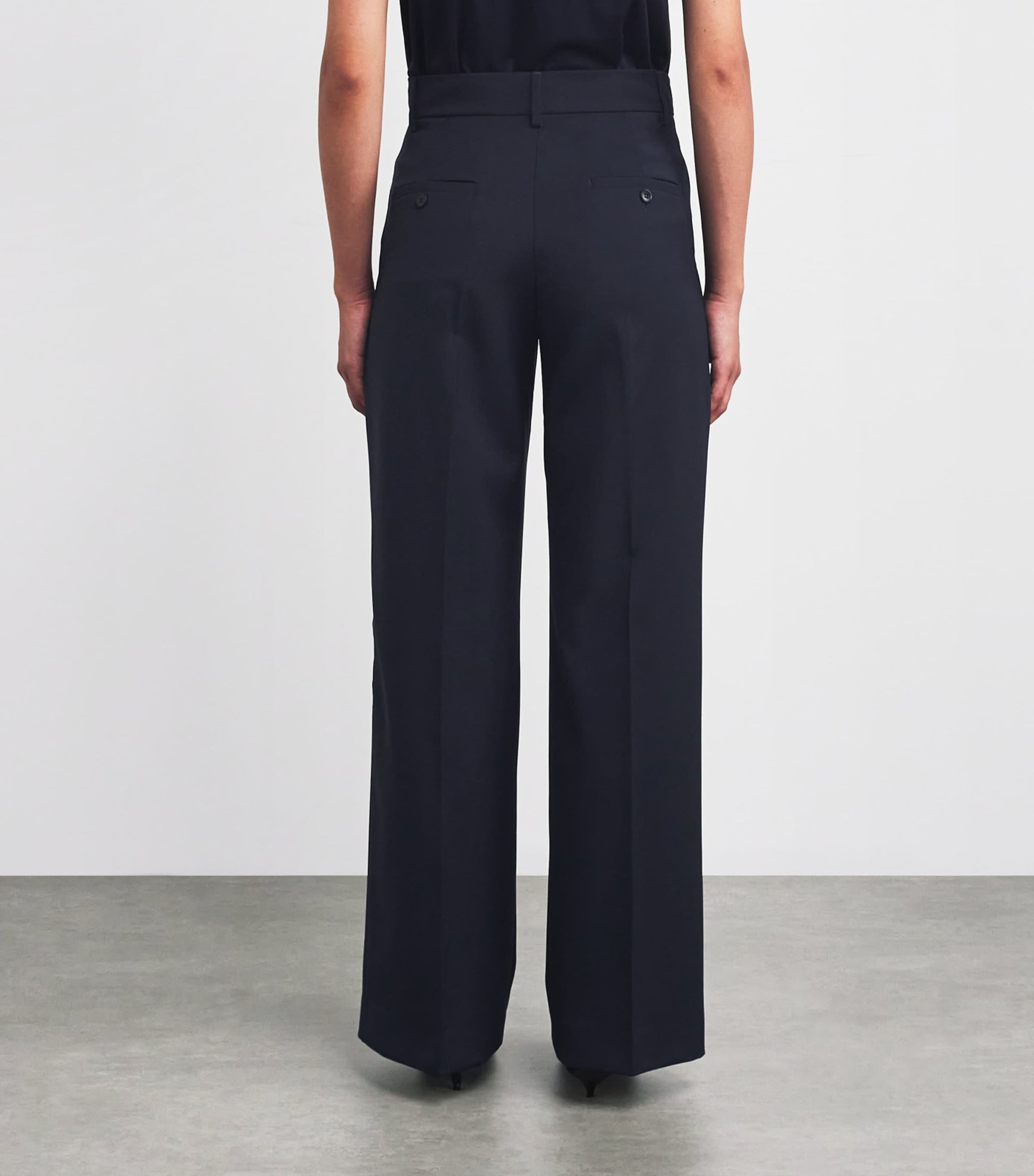 Weekend Max Mara Blue Virgin Wool Wide-Leg Trousers