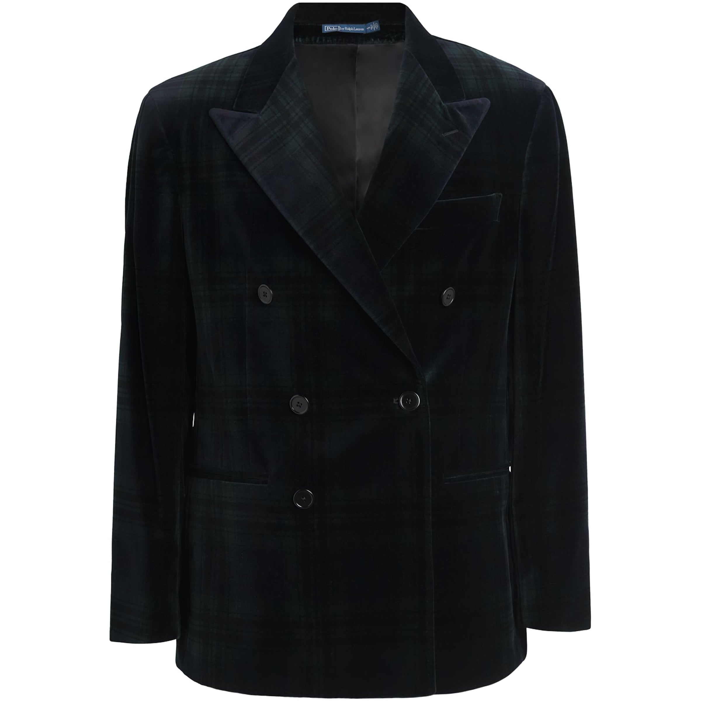Polo Ralph Lauren Green Cotton Velvet Tartan Double-Breasted Blazer