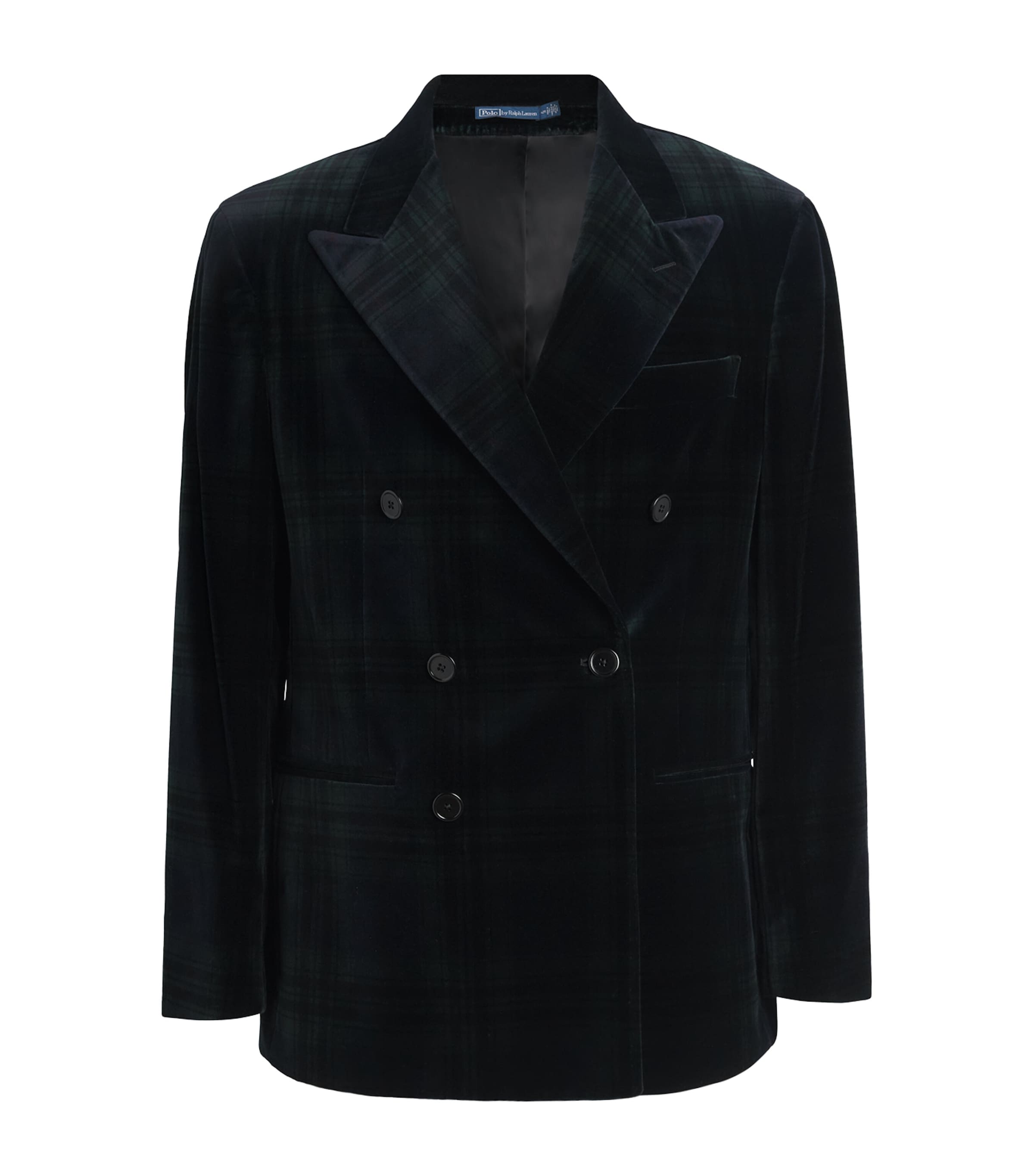 Polo Ralph Lauren Green Cotton Velvet Tartan Double-Breasted Blazer