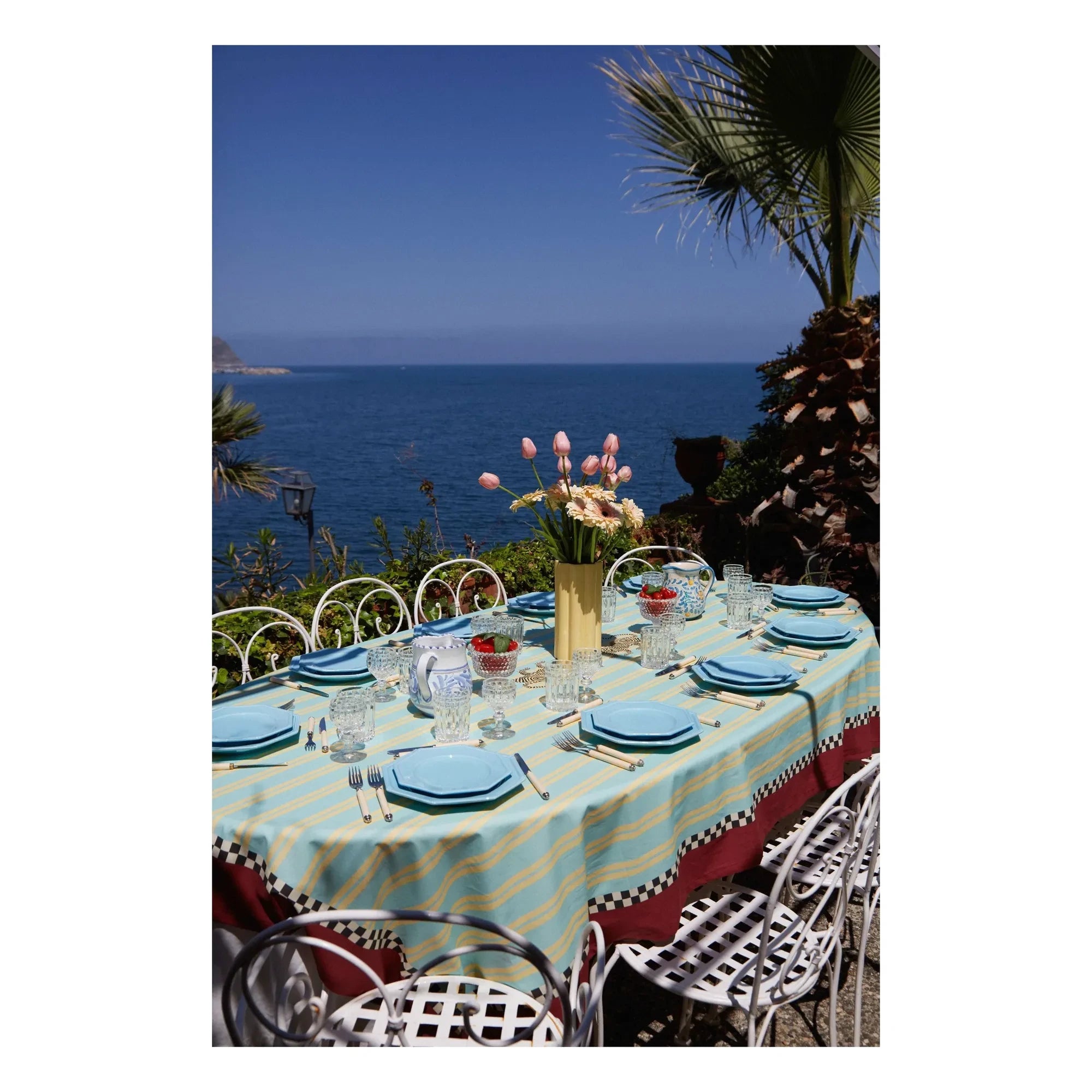 Lisa Corti - Tiger cotton tablecloth, Lisa Corti x The Socialite Family  | Turquoise