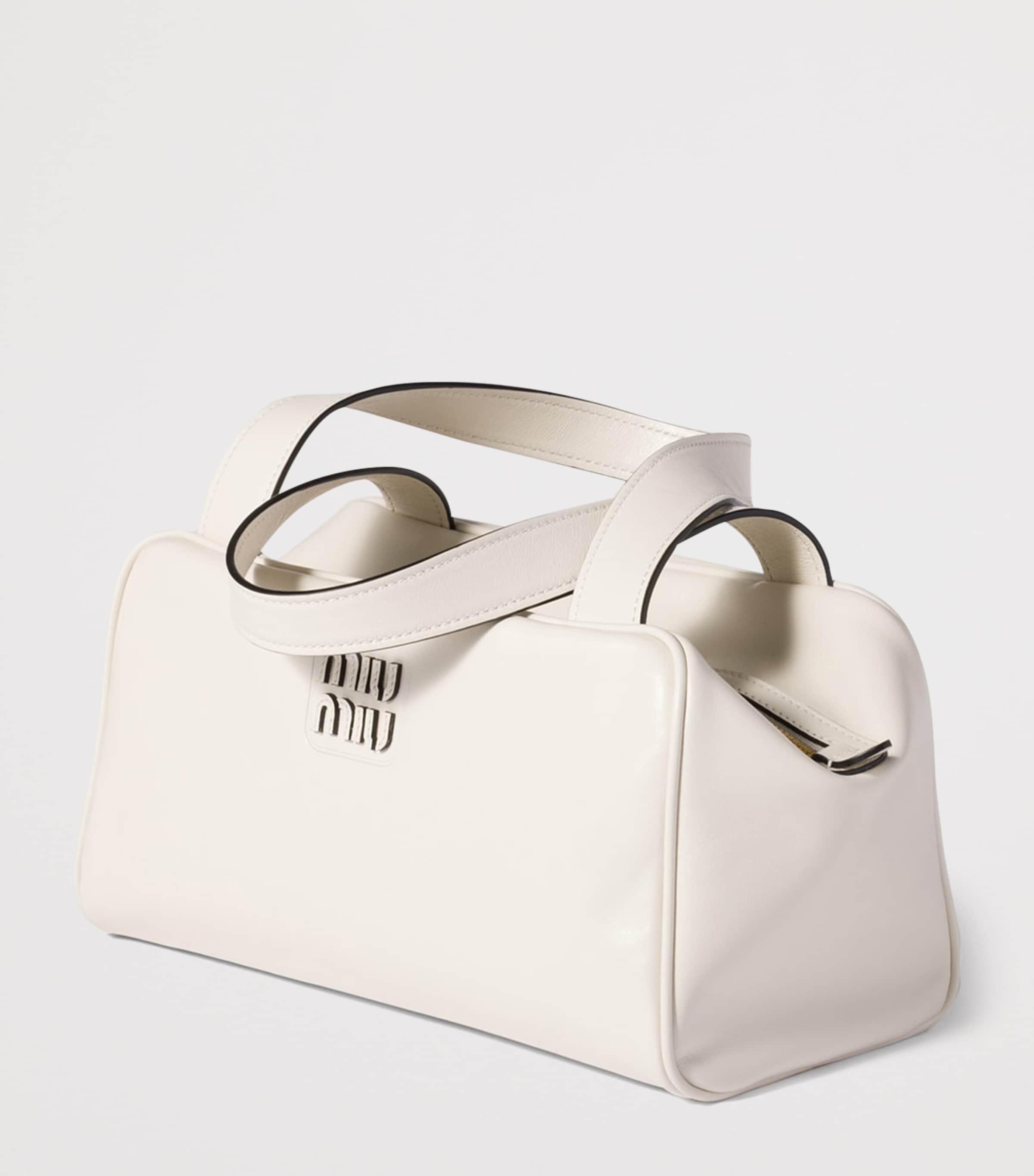 White Leather Top-Handle Bag