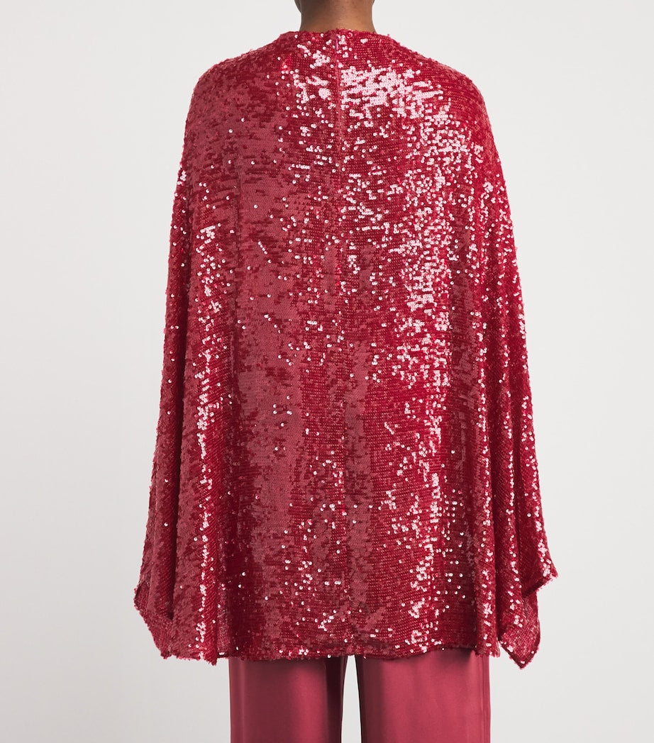 LAPOINTE Pink Oversized Sequin Cape T-Shirt