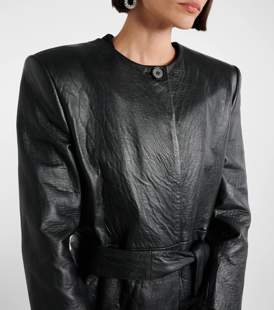 Magda Butrym - Shearling-trimmed leather coat
