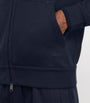 Brioni Blue Cotton-Blend Zip-Up Sweater