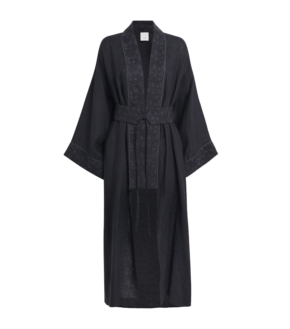 Black x Harrods Linen Embroidered Kimono