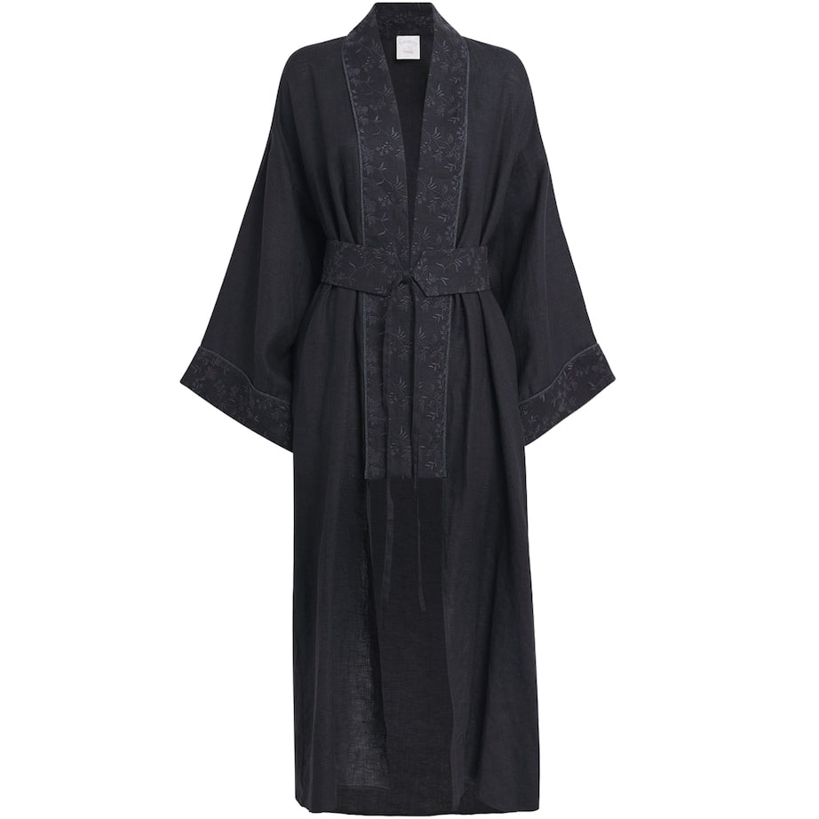Black x Harrods Linen Embroidered Kimono