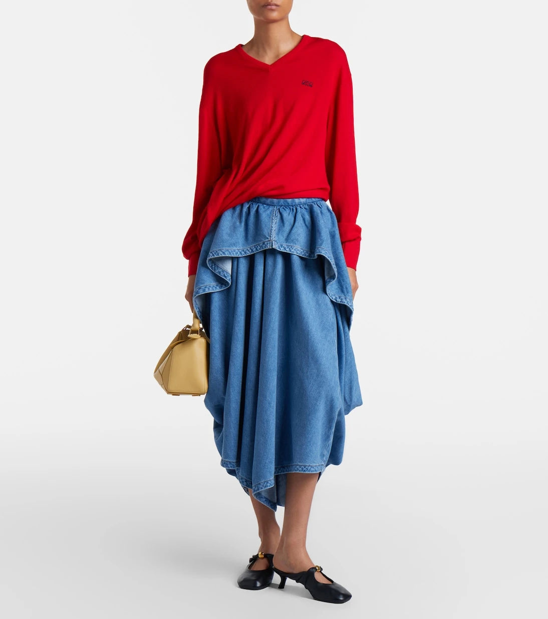 Loewe - Asymmetrical denim midi skirt