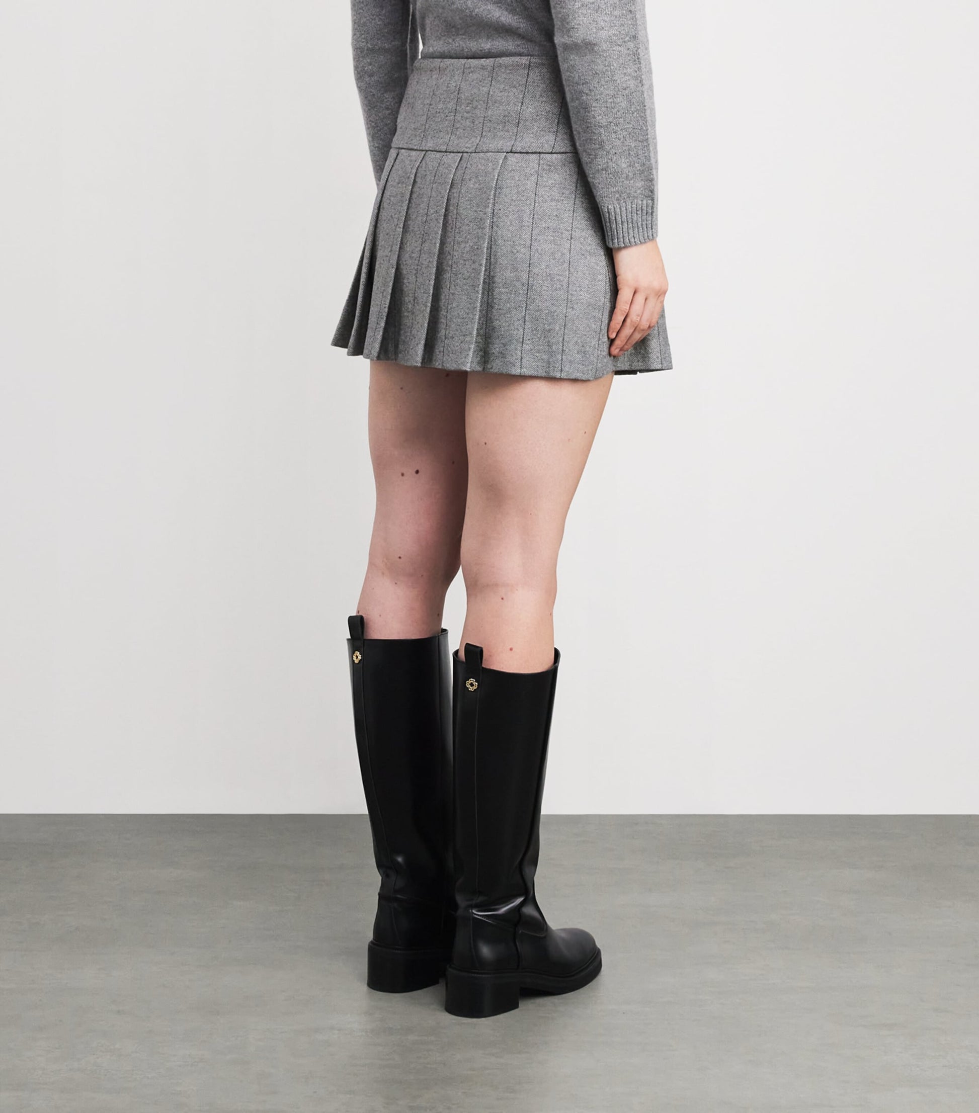 MAX&Co. Grey Wool-Blend Pleated Mini Skirt