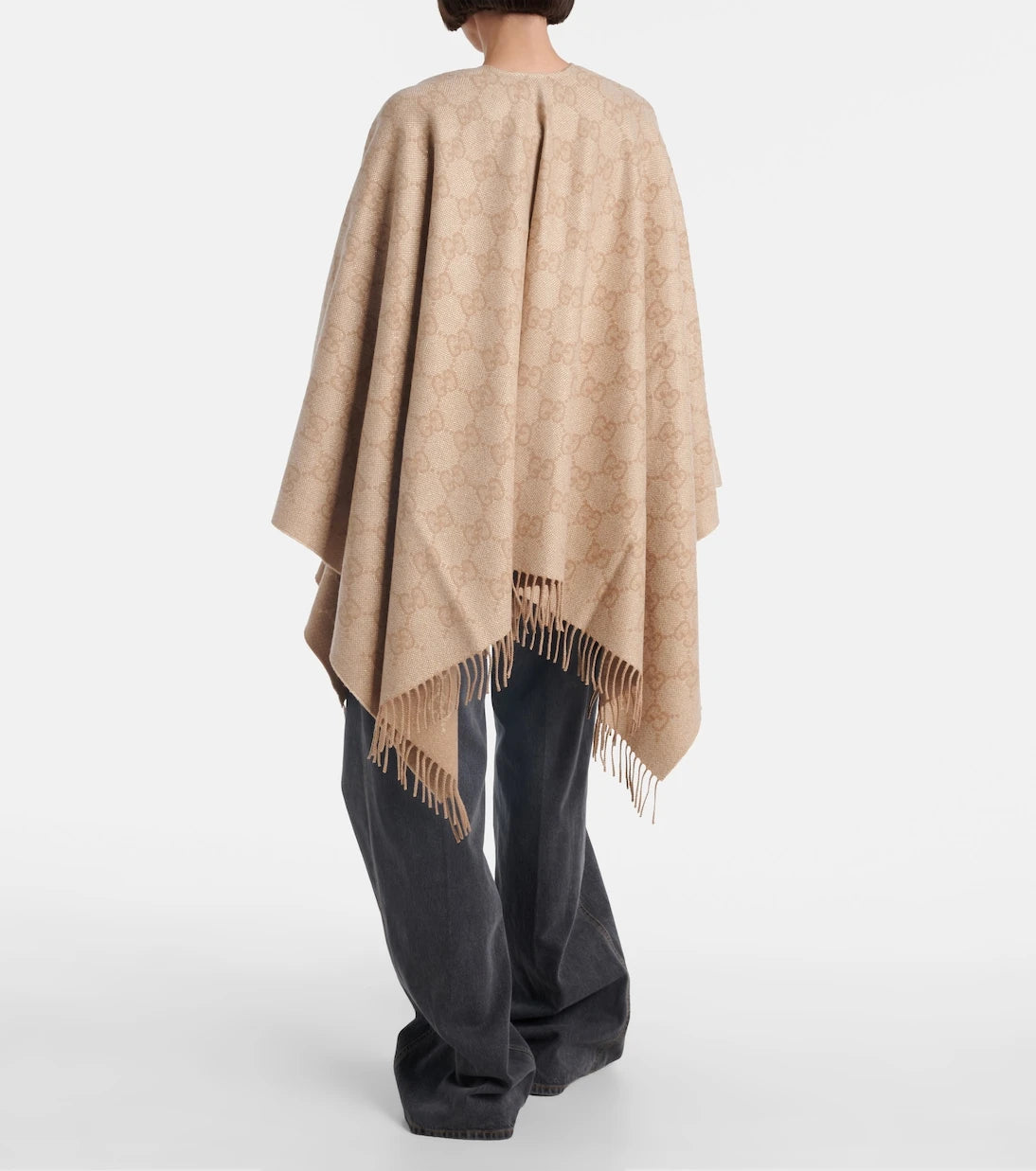 Gucci - GG fringed cashmere-blend lamé cape