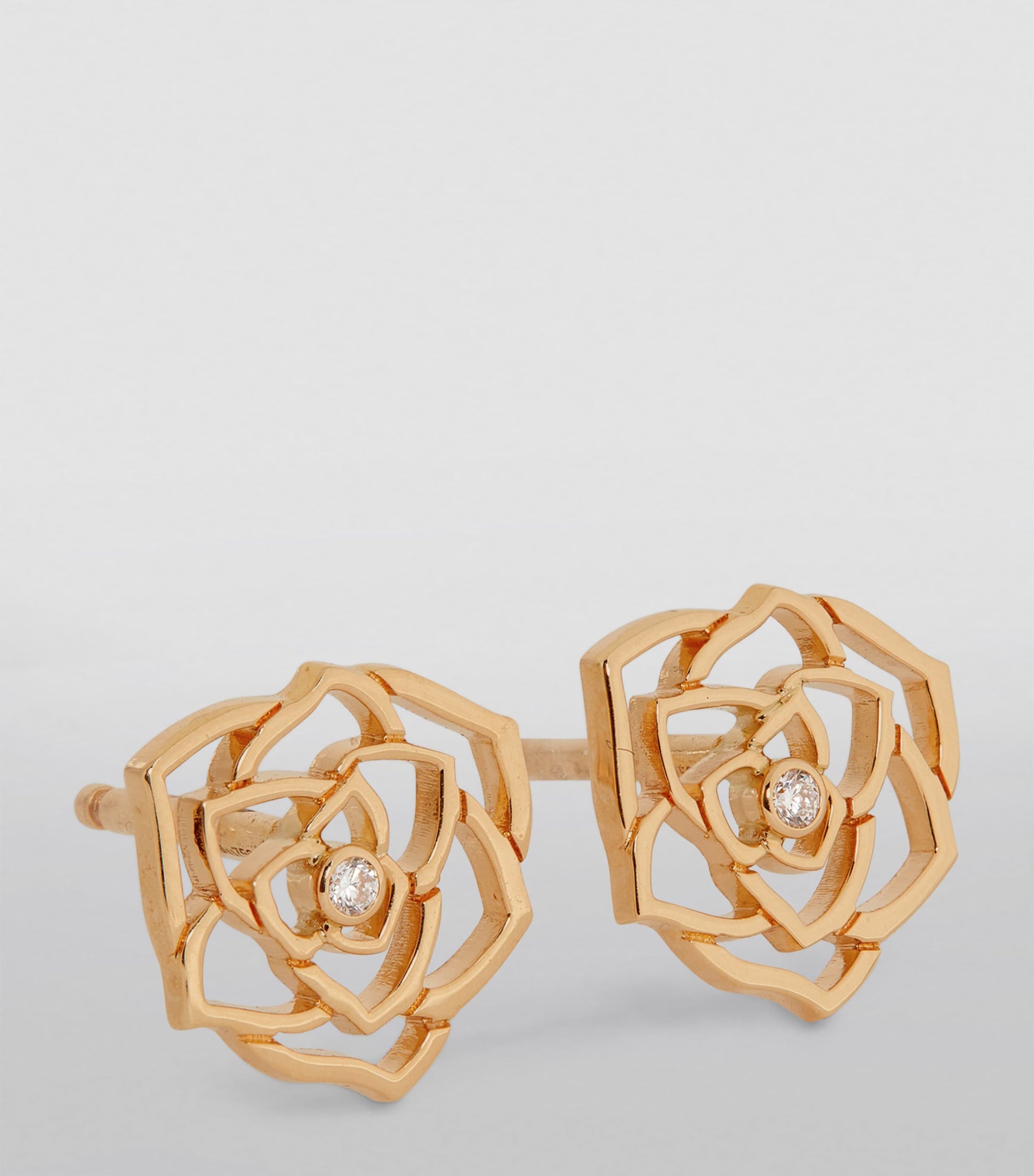 Rose Gold and Diamond Rose Earrings