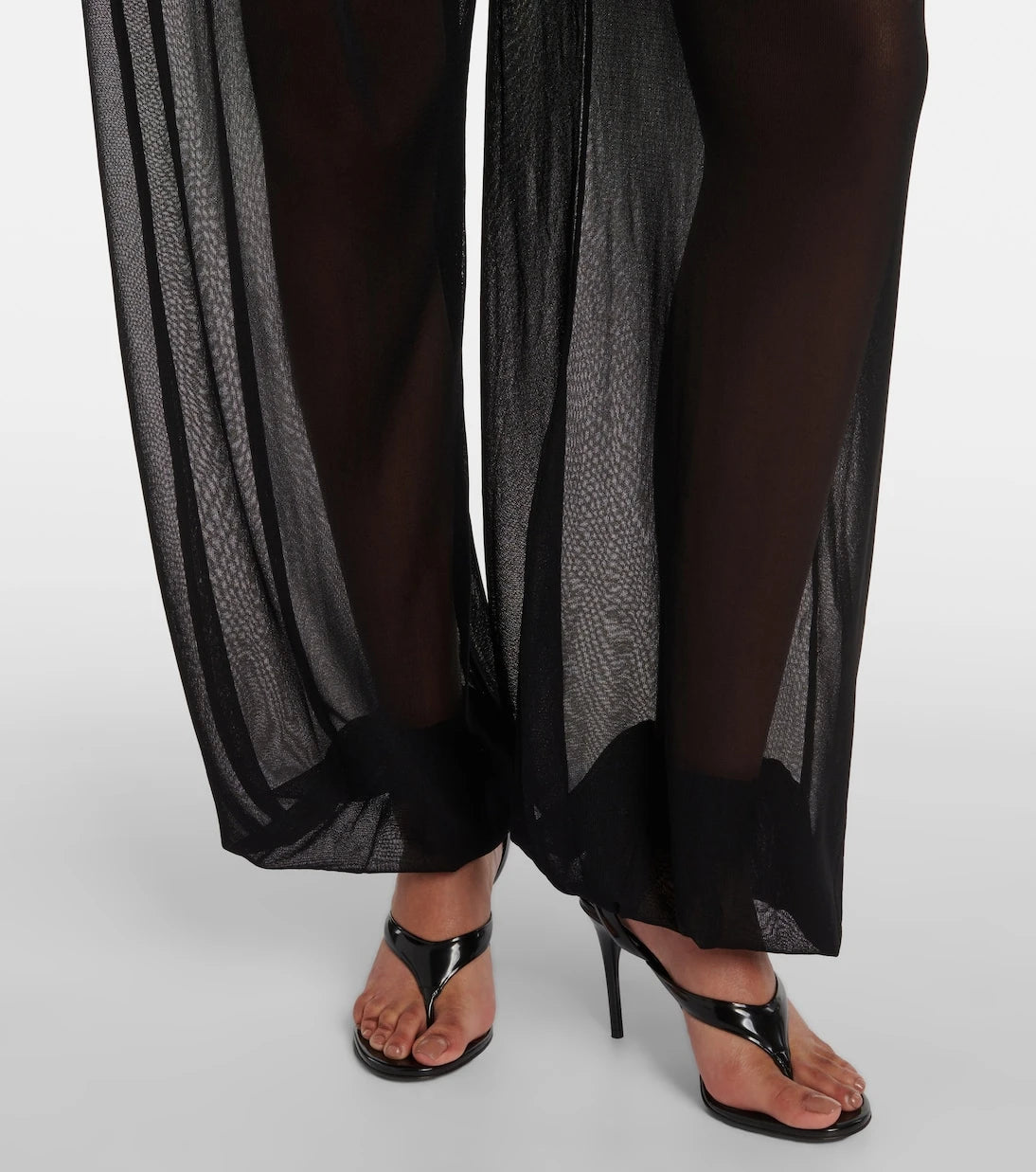 Alaïa - Mid-rise semi-sheer wide-leg pants