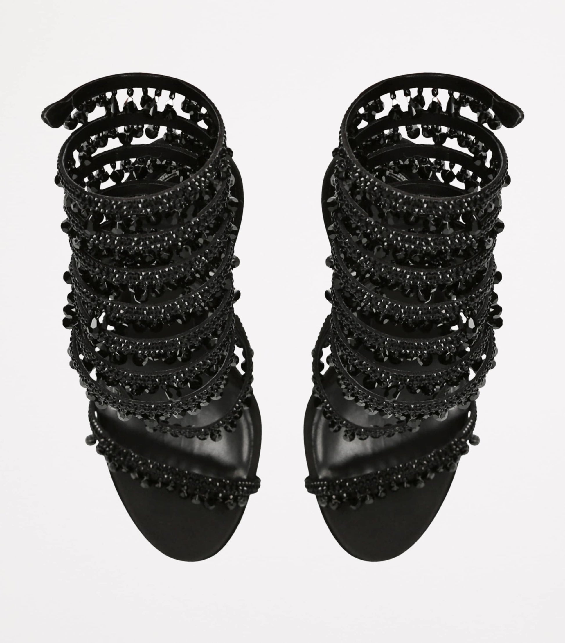 René Caovilla Black Chandelier Heeled Sandals 105