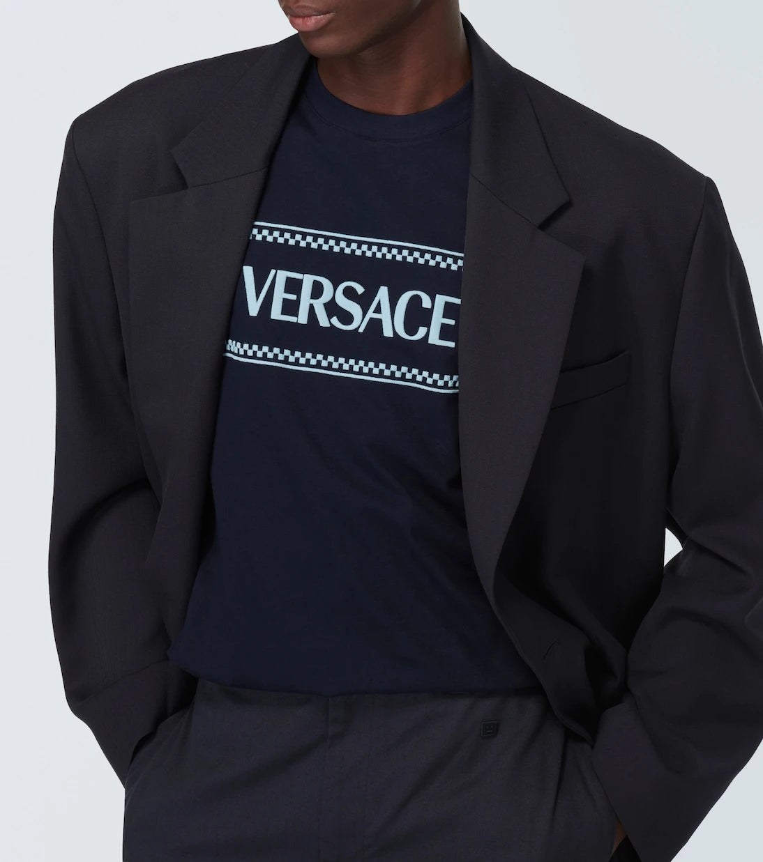 Versace - Logo embroidered cotton jersey T-shirt