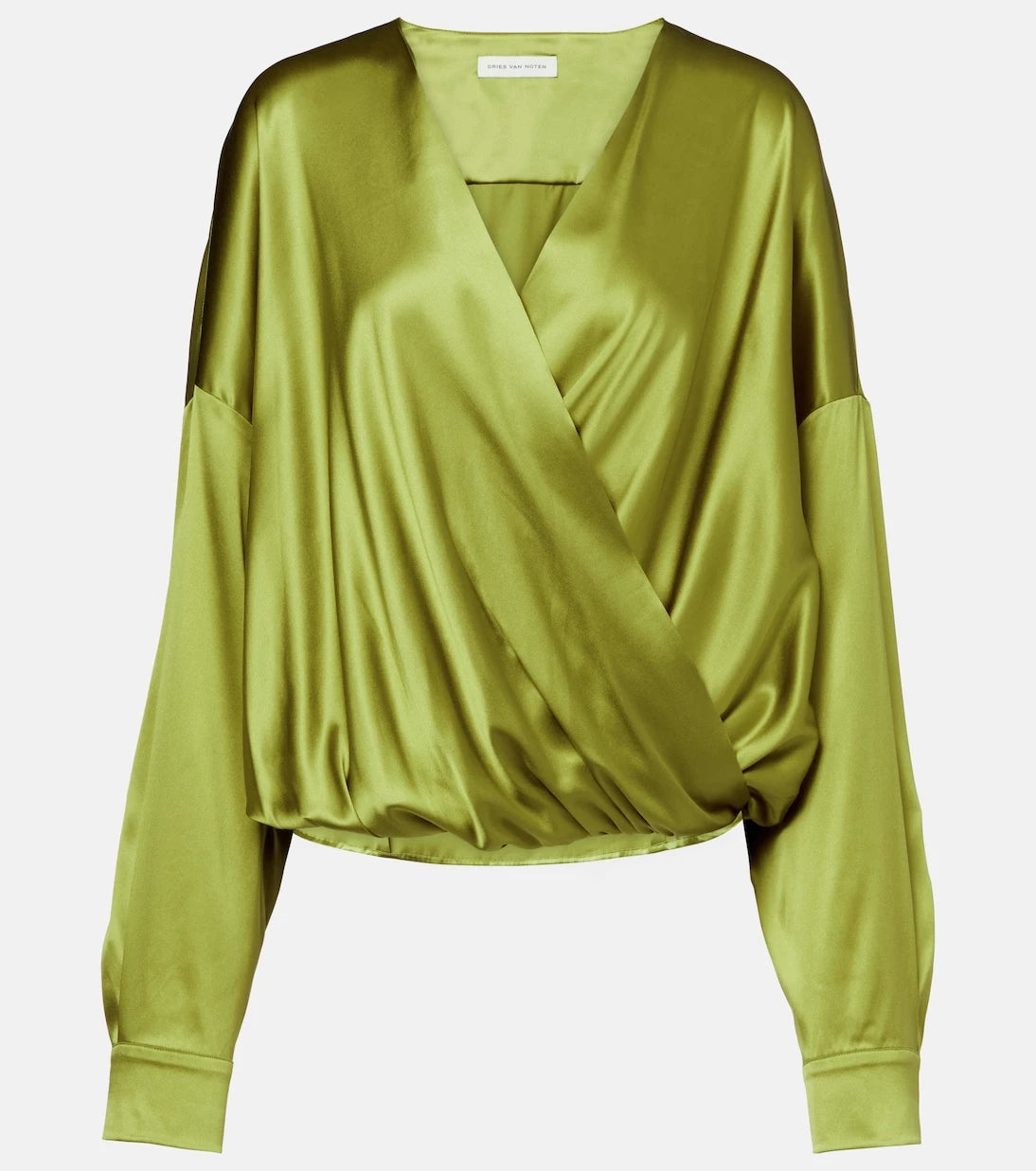 Dries Van Noten - Draped silk-blend satin blouse