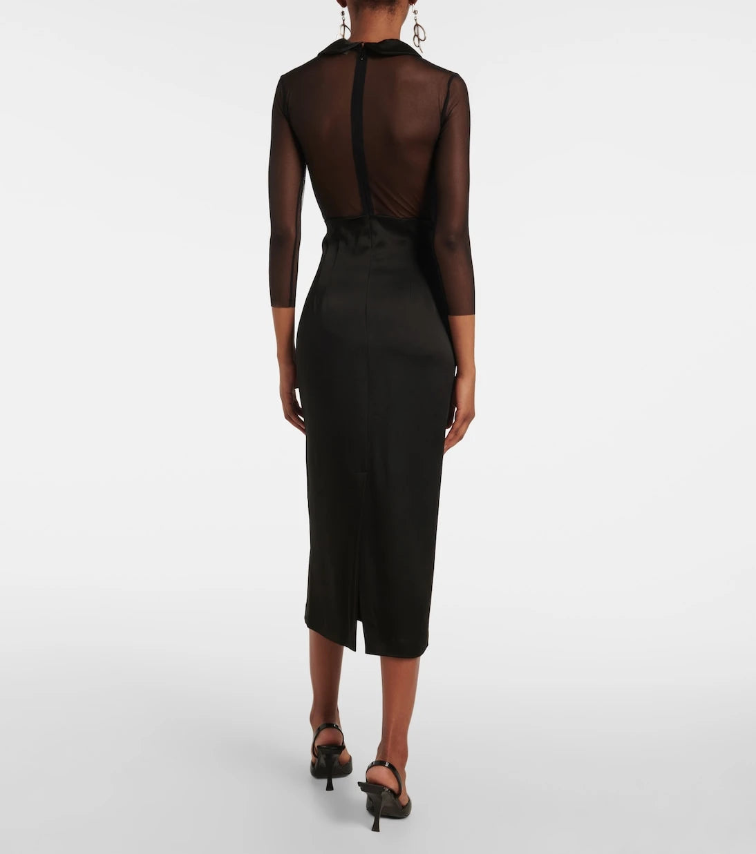 Blumarine - Mesh and satin midi dress