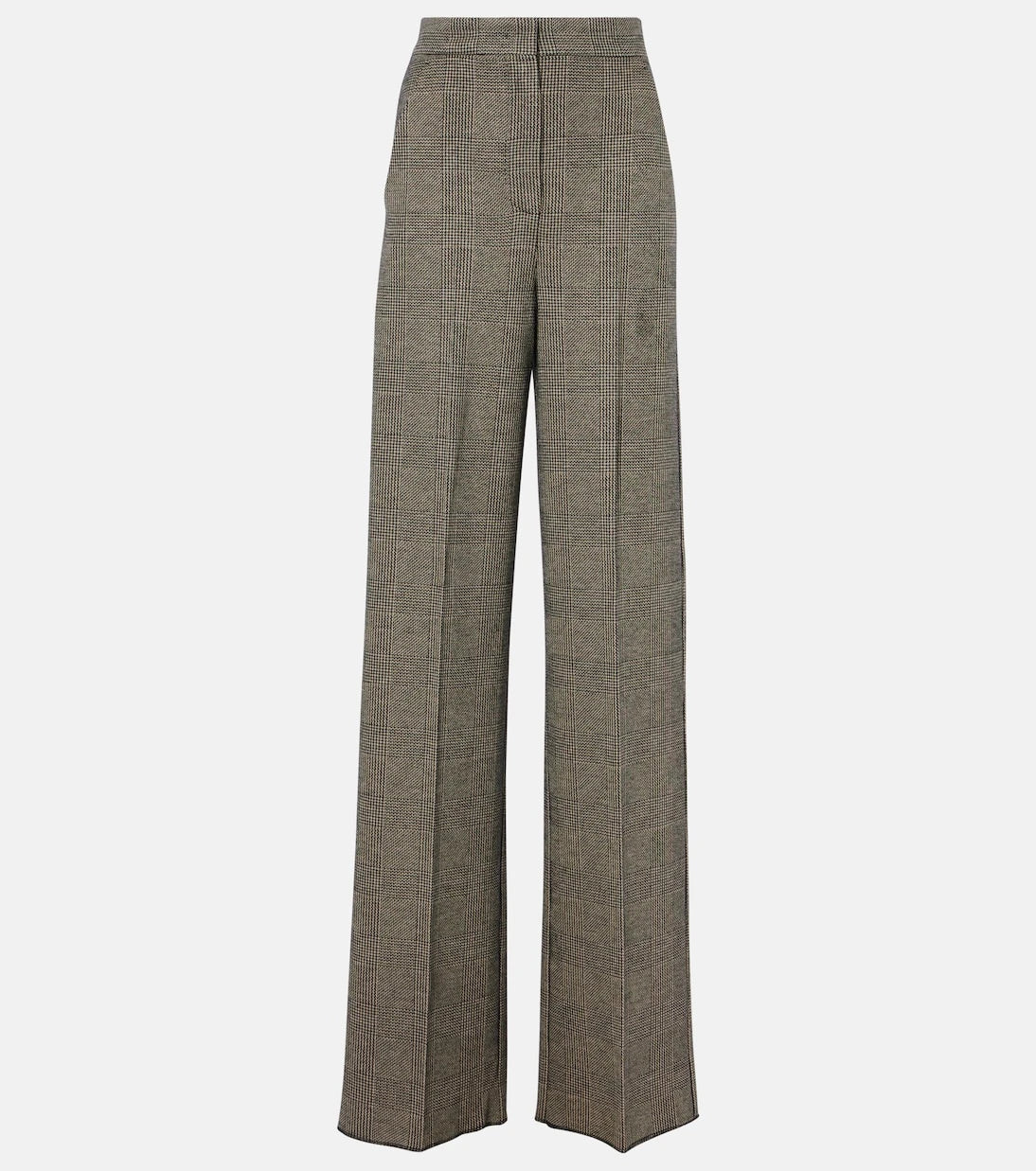 Max Mara - Cognac houndstooth wool-blend straight pants