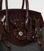 Ralph Lauren Collection Grey Wool-Alligator Soft Ricky 33 Top-Handle Bag