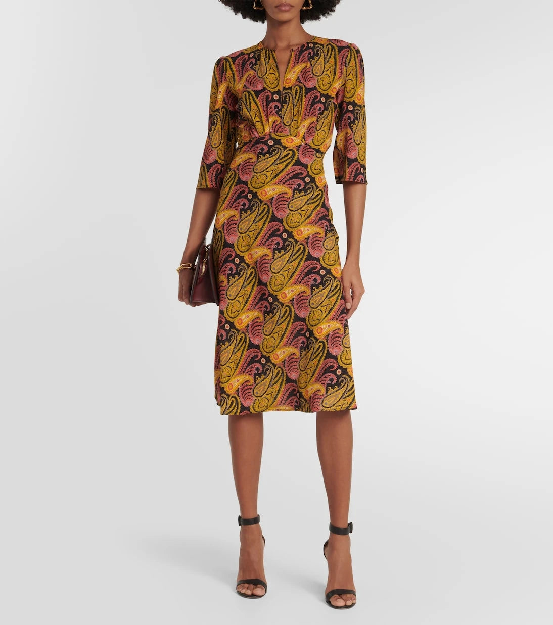 Etro - فستان ميدي بنقشة البيزلي