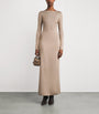 Max Mara Beige Metallic-Knit Maxi Dress