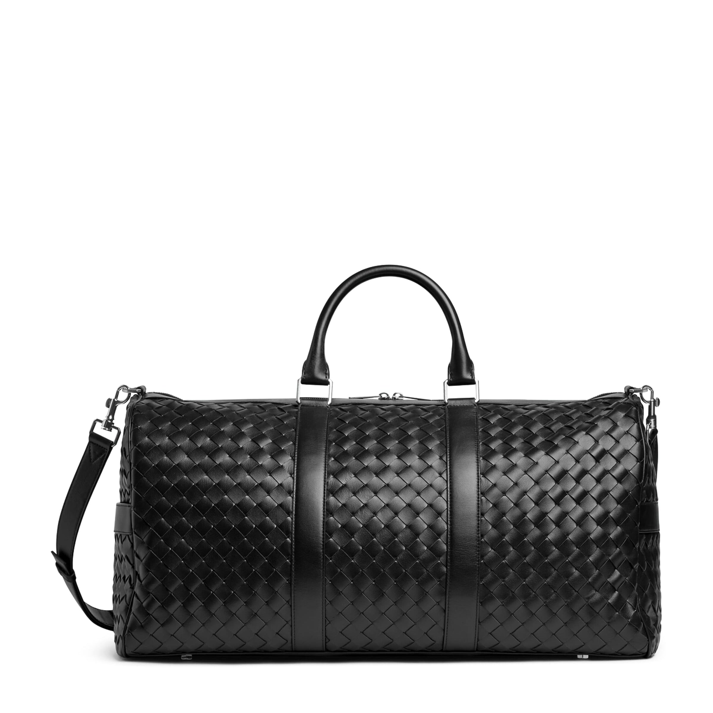 Large Leather Intrecciato Duffle Bag