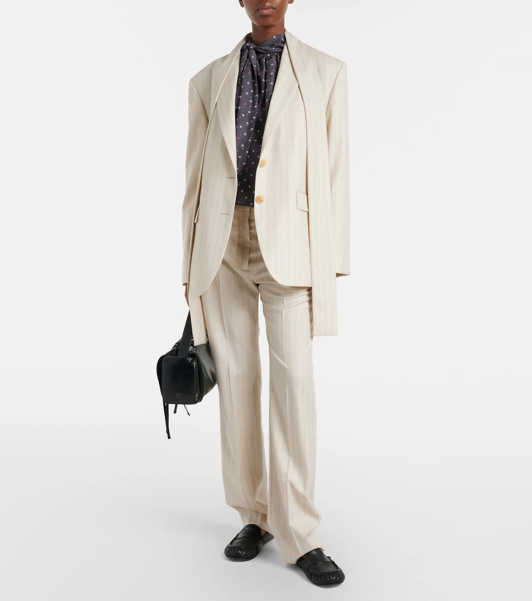 Acne Studios - بنطال صوف مقلم بقصة مستقيمة