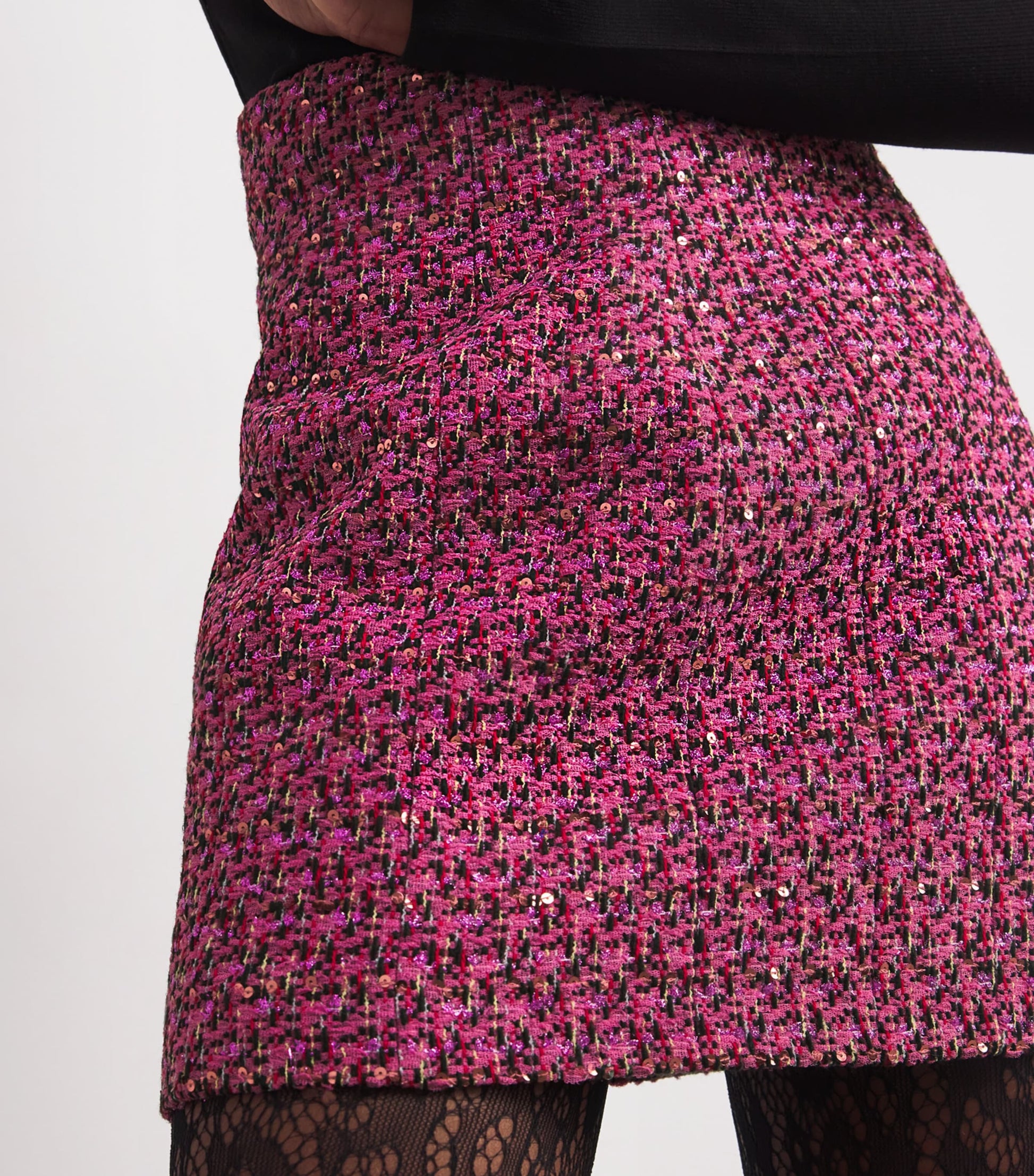 Wool-Blend Tweed Embellished Mini Skirt