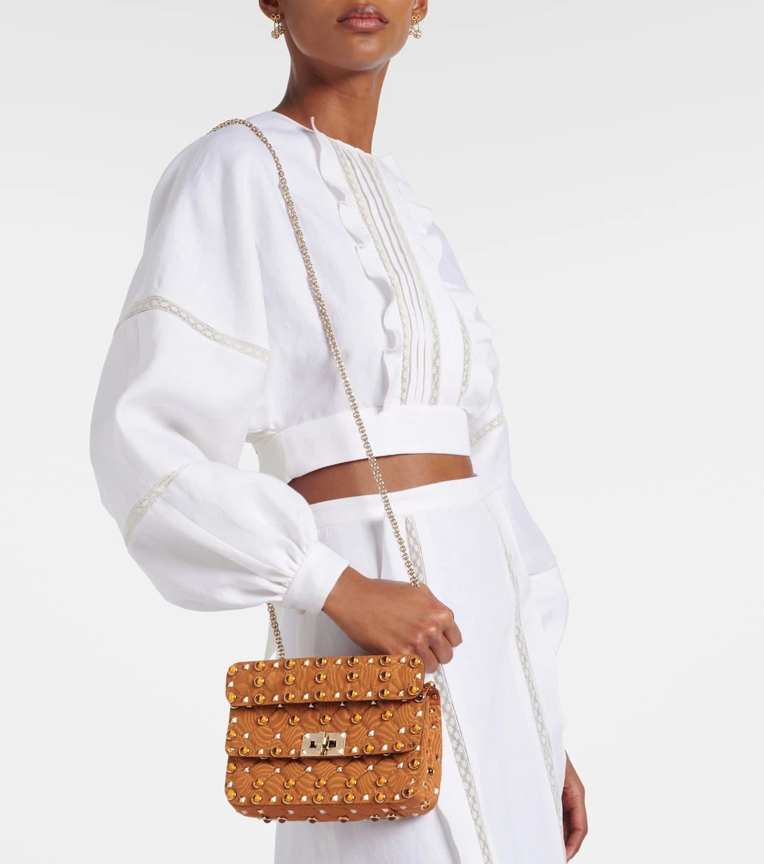 Valentino Garavani - Rockstud Spike Small moiré top-handle bag