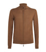 Pal Zileri Brown Wool Zip-Up Cardigan