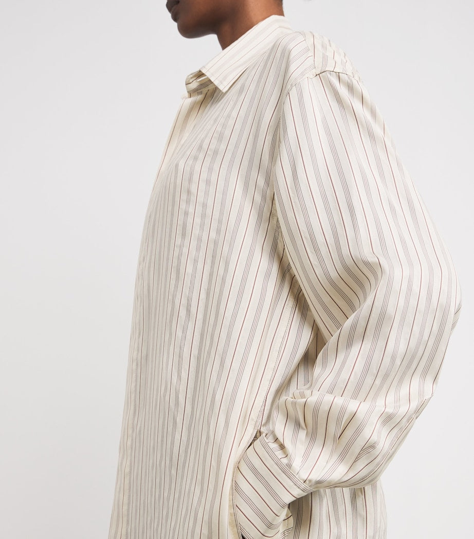 Le Kasha Multi Silk Stripe Uzud Maxi Shirt Dress