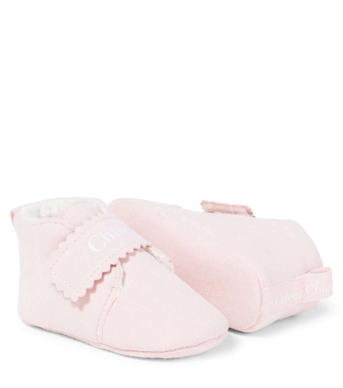 Chloé Kids - أحذية أطفال من الشامواه بحواف مموجة