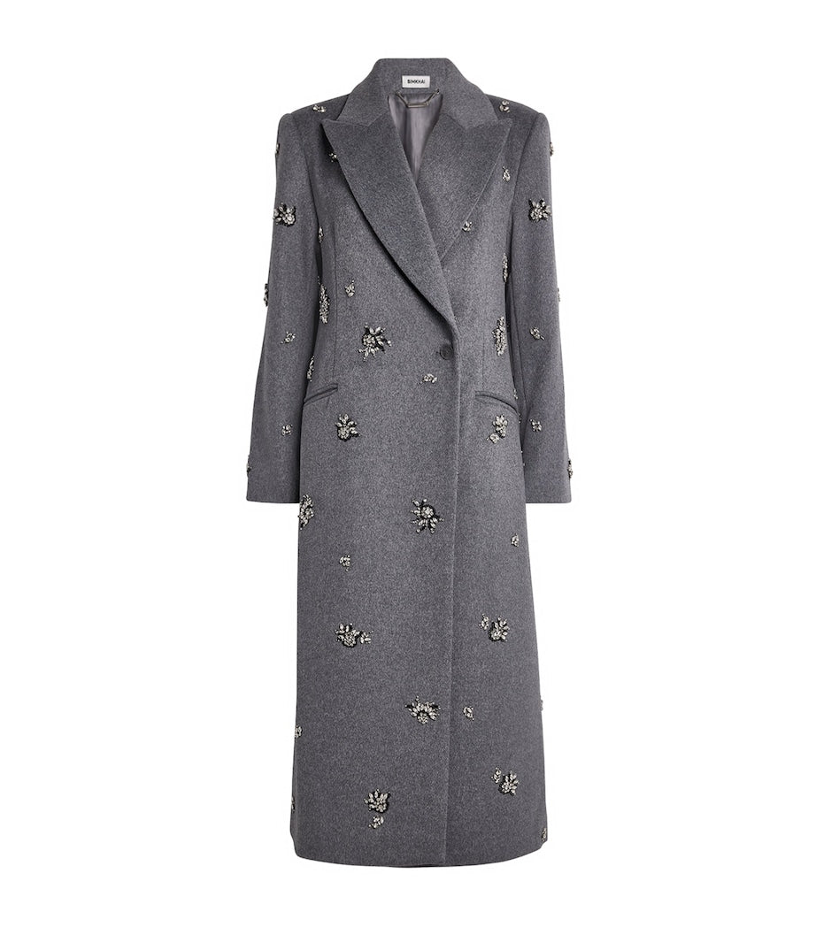 Simkhai Grey Wool-Blend Embellished Gianni Coat