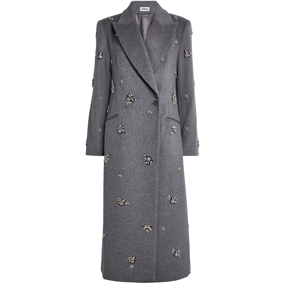 Simkhai Grey Wool-Blend Embellished Gianni Coat