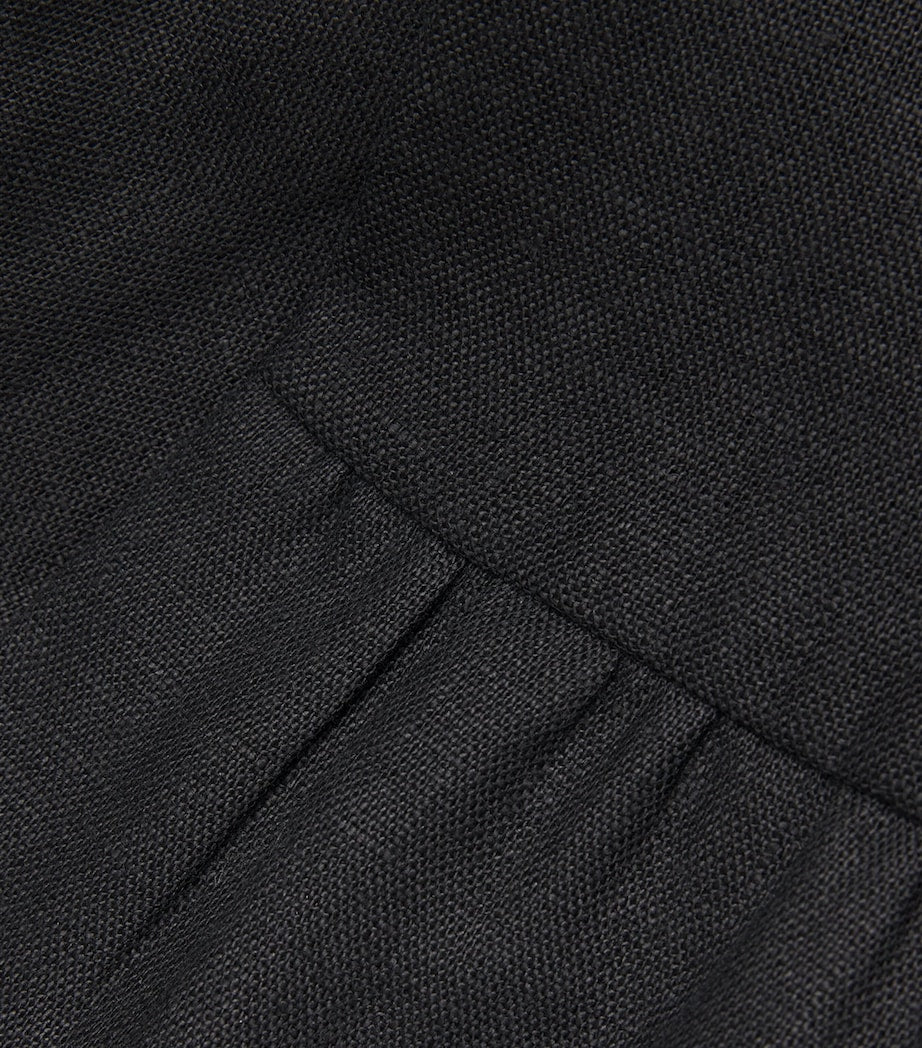 Black Linen Matilda Midi Skirt