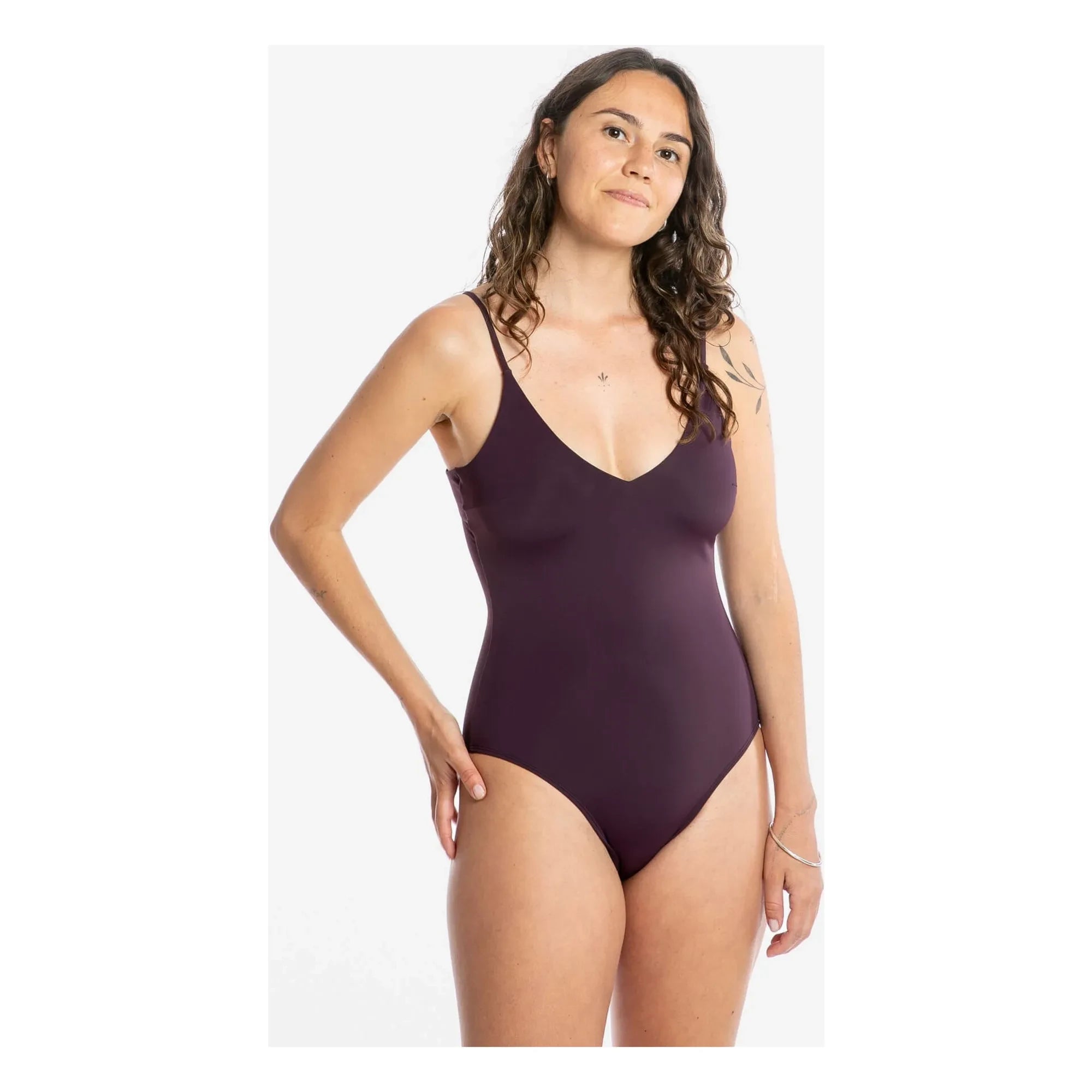 Matona - 1-piece V-neck jersey Recycled fibers | Aubergine
