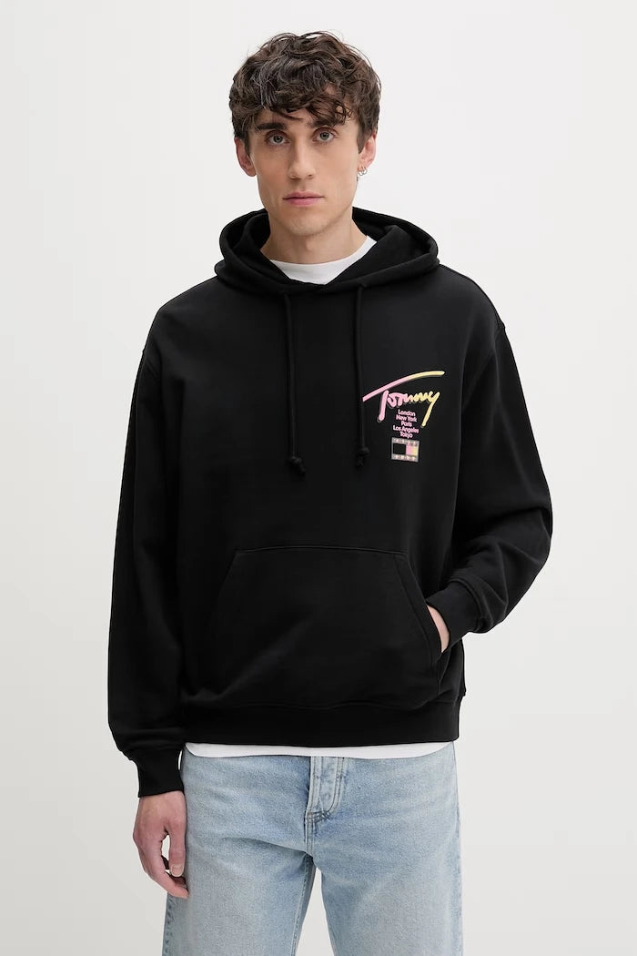 Tommy Jeans kapüşonlu erkek pamuklu sweatshirt