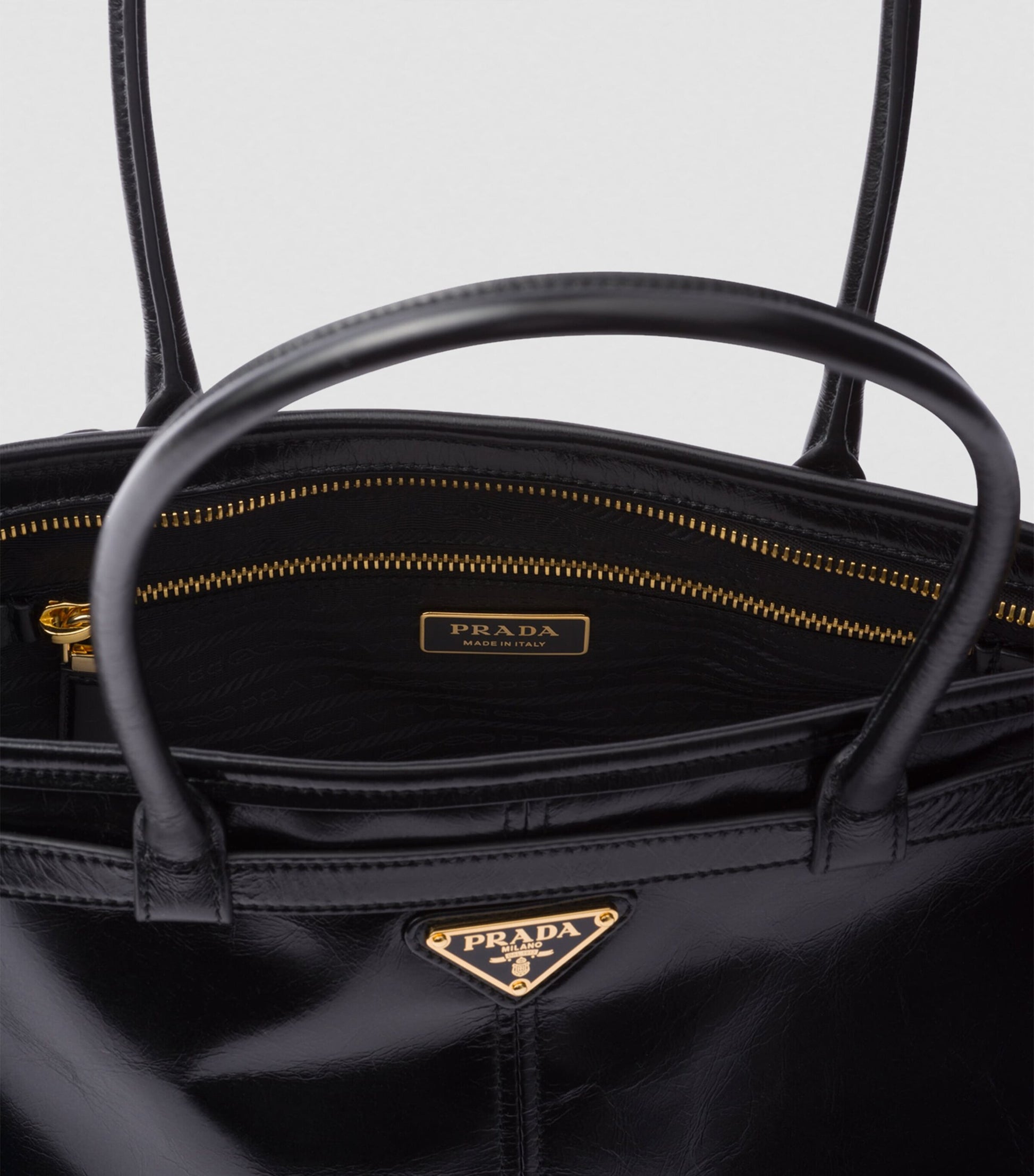 Prada Black Large Leather Bonnie Top-Handle Bag