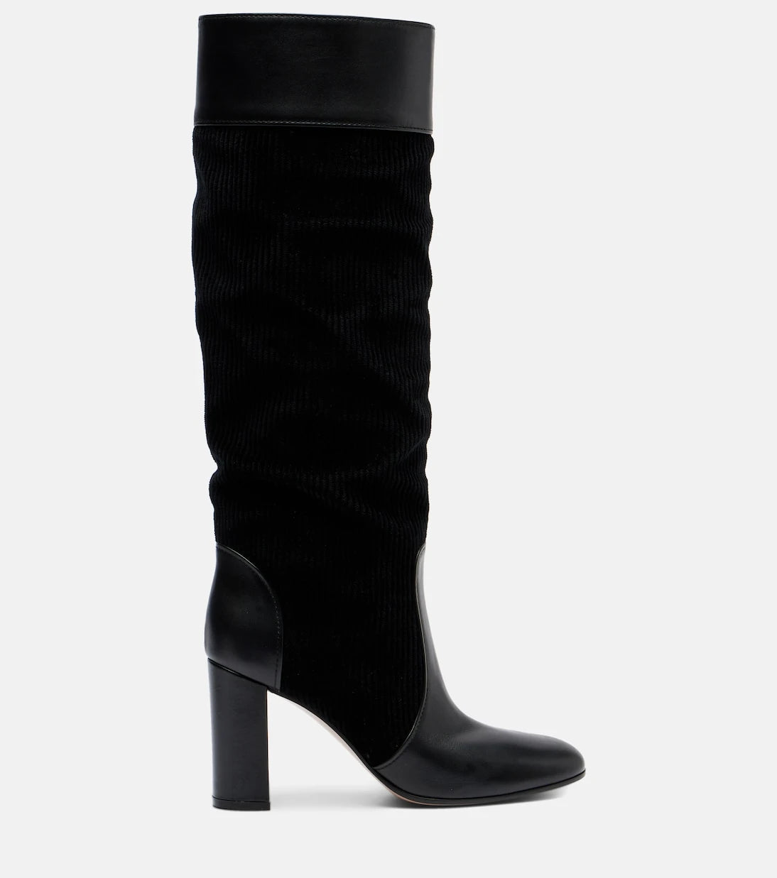 Gianvito Rossi - Sheffield leather and corduroy knee-high boots