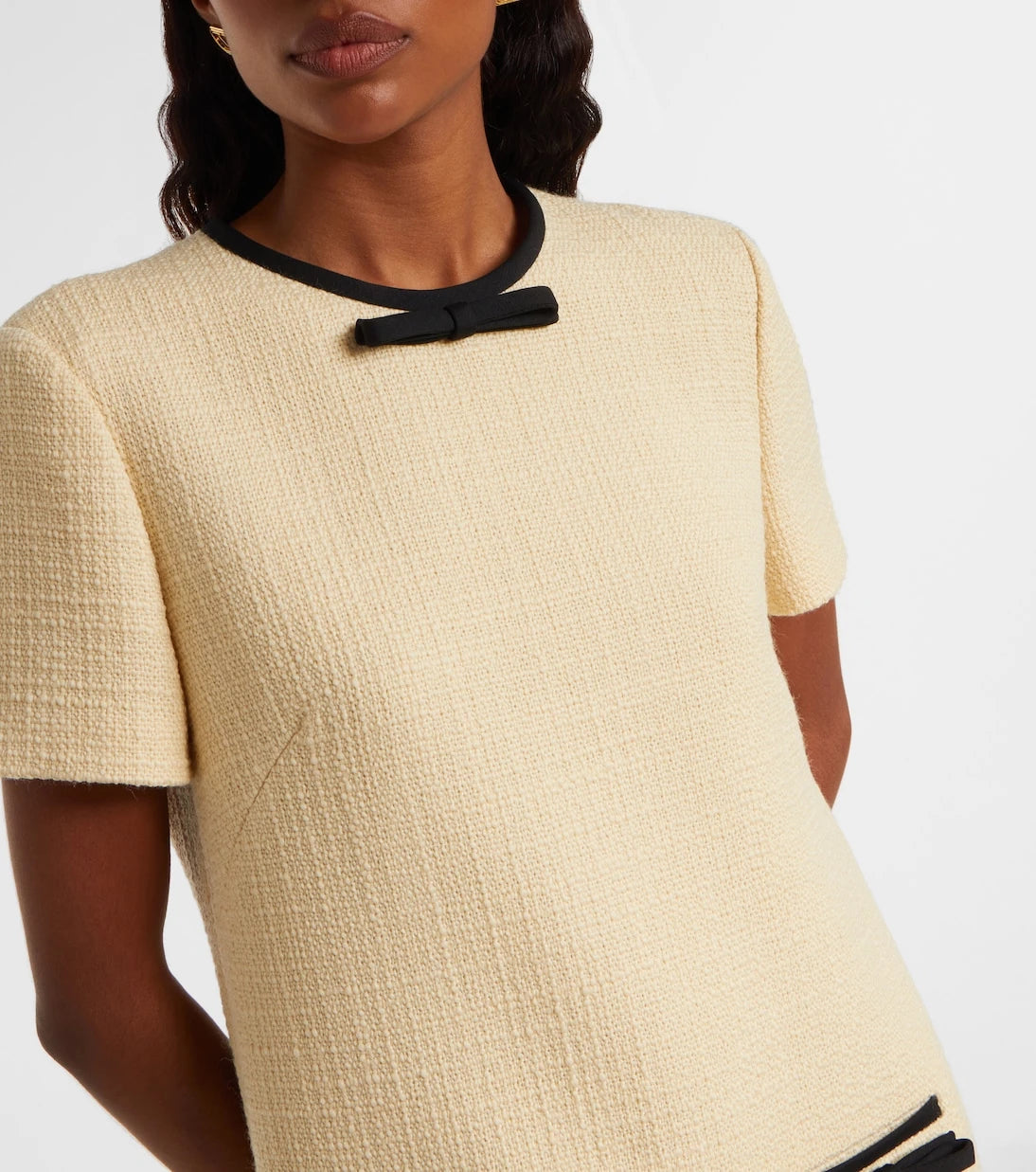 Valentino - Bow-detail wool-blend tweed minidress