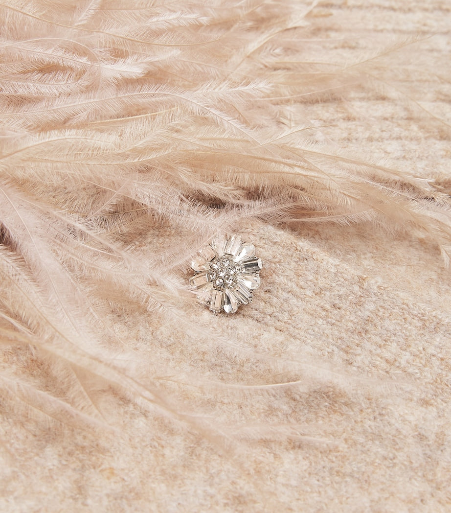 Cinq A Sept Beige Feather-Trim Bria Cardigan