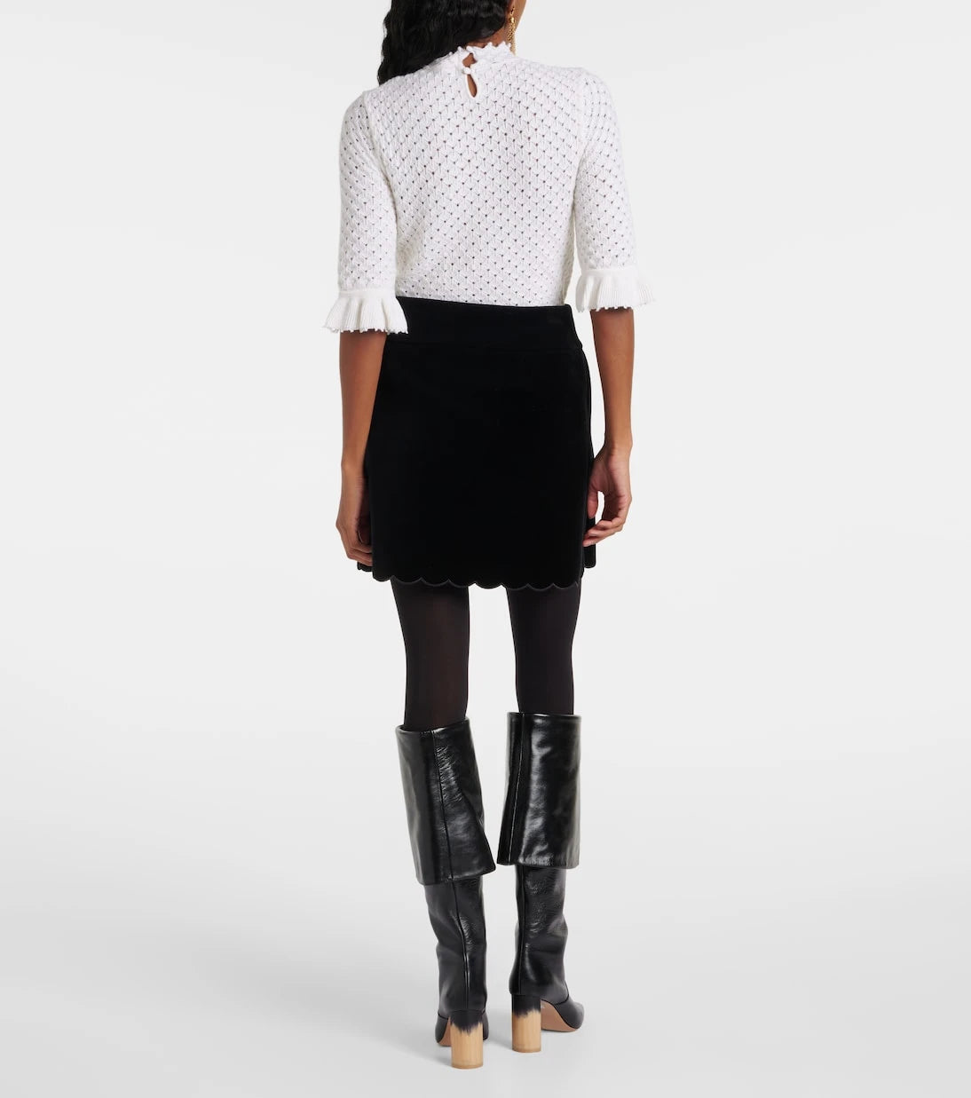Chloé - Scalloped cotton velvet miniskirt